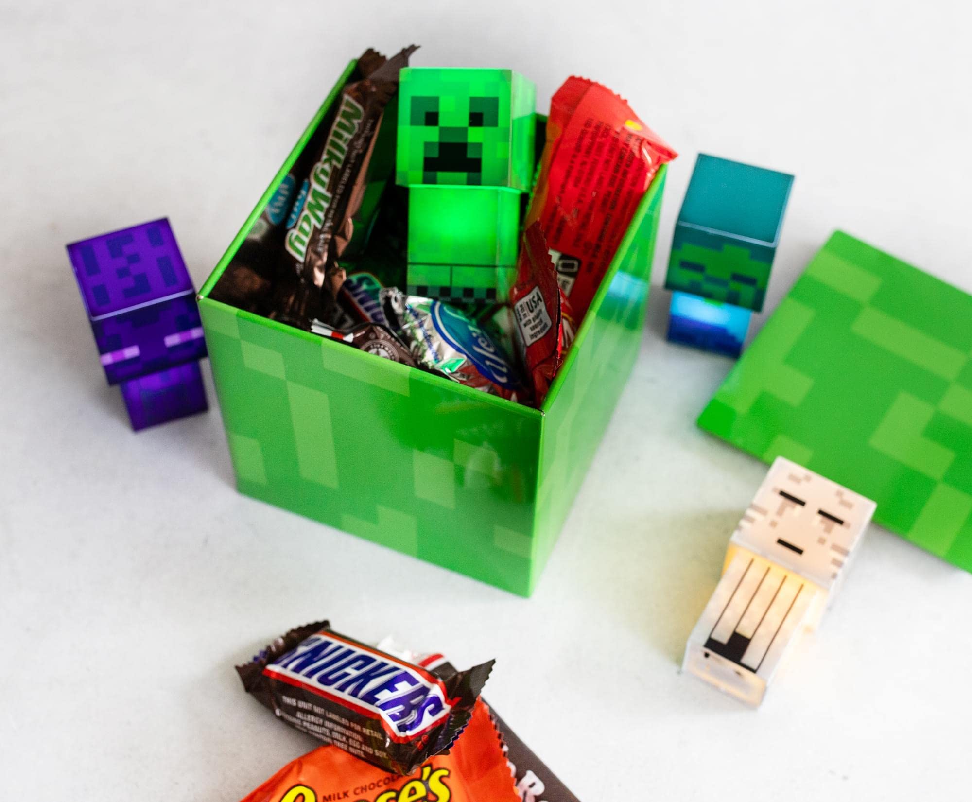 Minecraft Creeper 4-Inch Tin Storage Box Cube Organizer With Lid | Basket Container, Cubby Cube Closet Organizer, Home Decor Pla