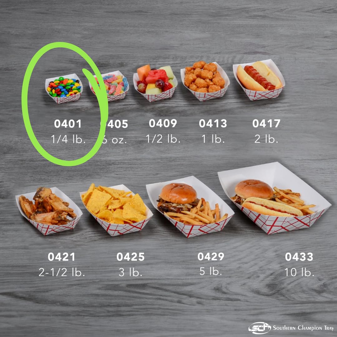 Southern Champion Tray 0401 #25 Southland Paperboard Red Check Food Tray, 1/4 Lb Capacity (Case Of 1000)