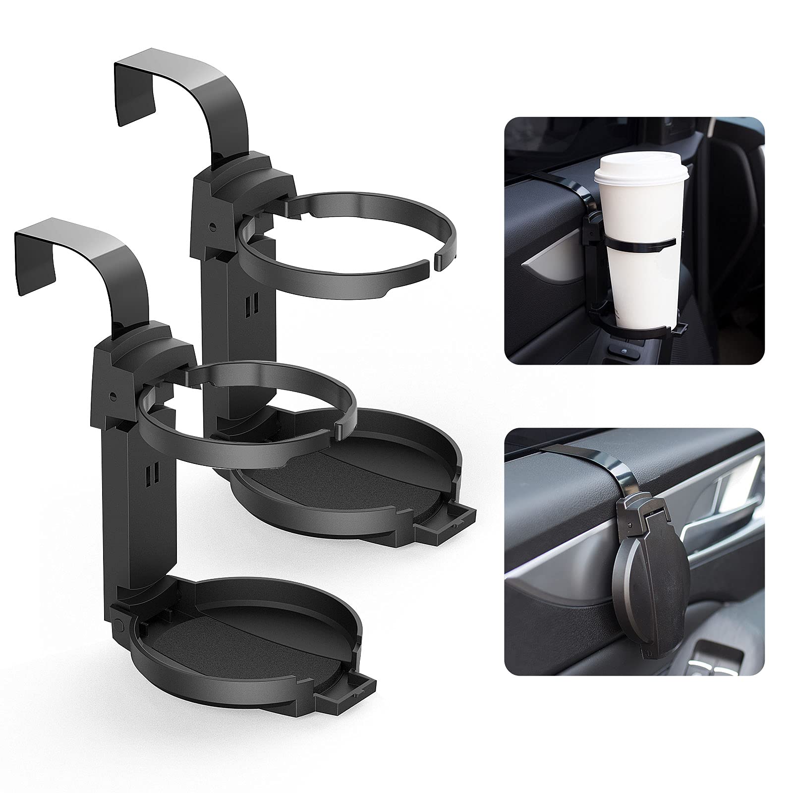 Littlemole 2Pcs Car Cup Holder, Adjustable Folding Drink Holders For Soda Cans, Water Bottles, Coffee Cup