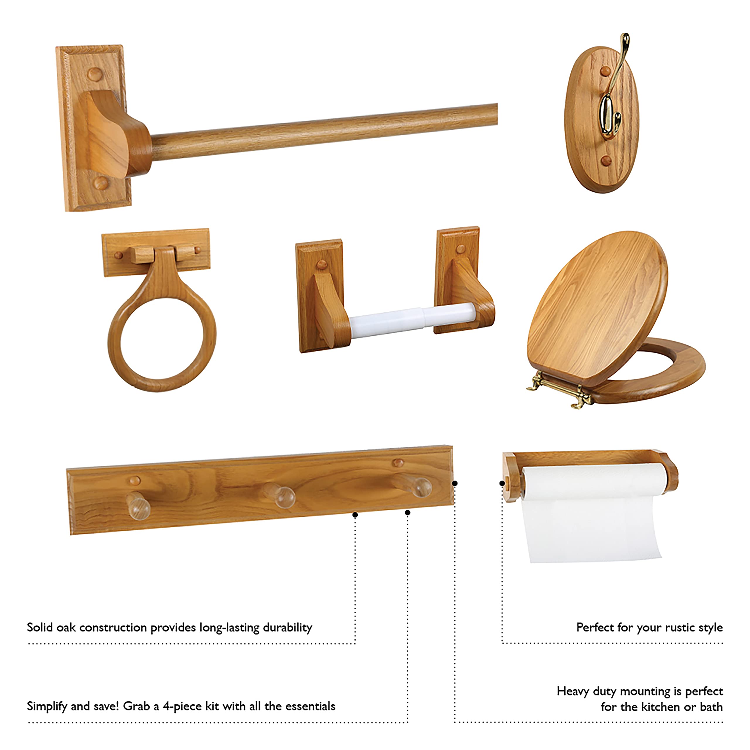 Design House 561233 Dalton Toilet Seats, Paper Towel Holder, Honey Oak
