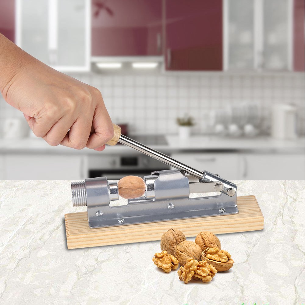 Pecan Sheller Machine Desktop Heavy Duty Pecan Nut Cracker Tool With Wood Handle And Base For Kitchen Walnut Nut Plier