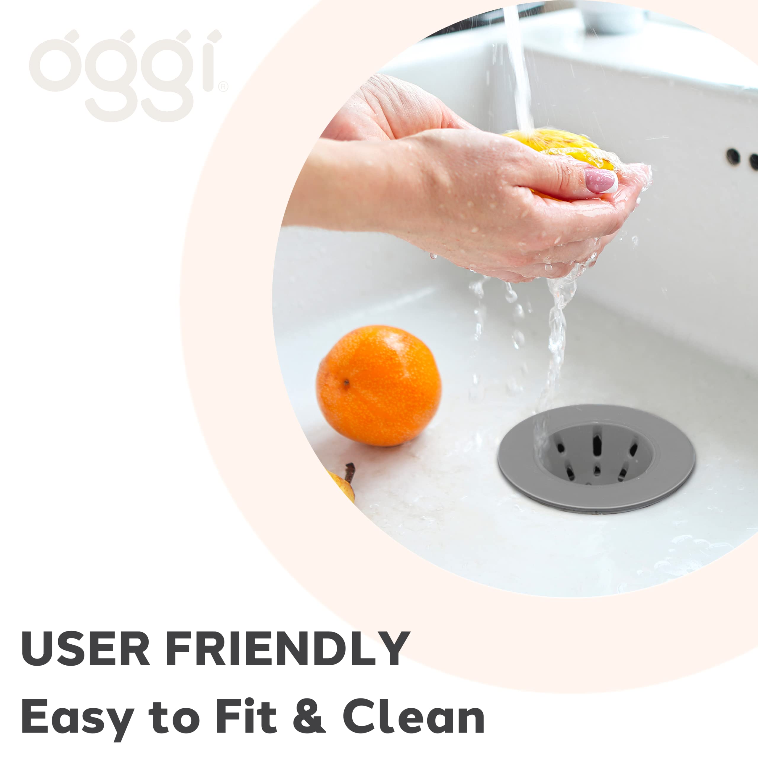 Oggi Silicone Sink Strainer- Great Kitchen Sink Strainer, Sink Drain Strainer, Drain Stopper, Sink Plug, 4.6? Diameter Rim, Gray