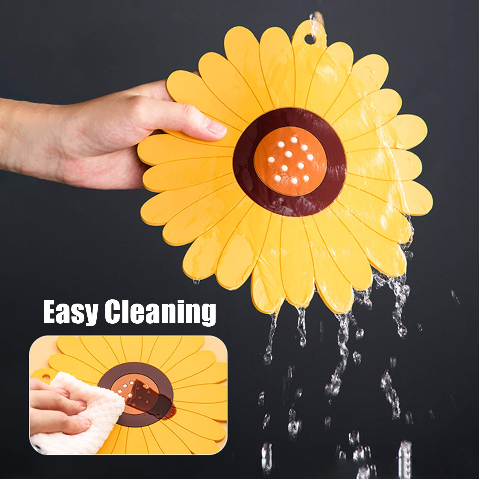 Silicone Trivet Mat, Pvc Sunflower Hot Pot Holder Hot Pads For Table And Countertop, Soft Rubber Multi-Use Trivets For Pots & Ho