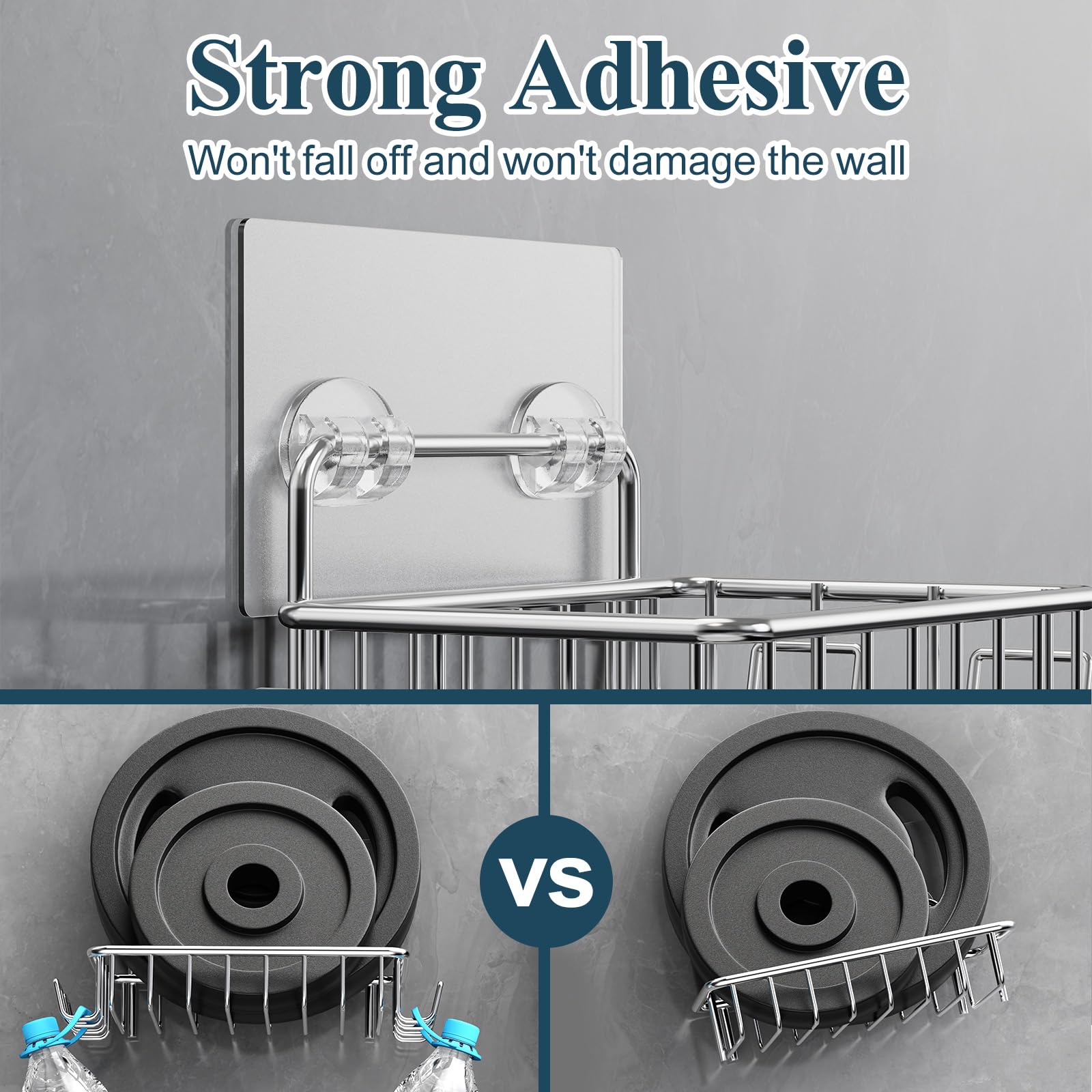 Nieifi Bar Soap Holder For Shower Wall With 4 Hooks, Stainless Steel Adhesive Soap Dish For Bathroom, Silver