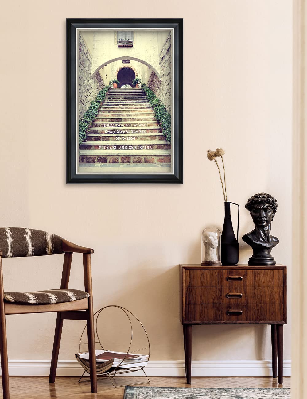 Ipic - Love You Every Step, Personalized Framed Wall Art With Names And Date On, Giclee Prints Framed With Solid Wood, Custom Me
