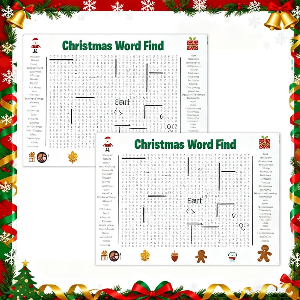 BLOCKv Jumbo Christmas Word Search Poster 36x24 - Giant Holiday Wall Puzzle Game for Family and Kids, Christmas Activity Poster 