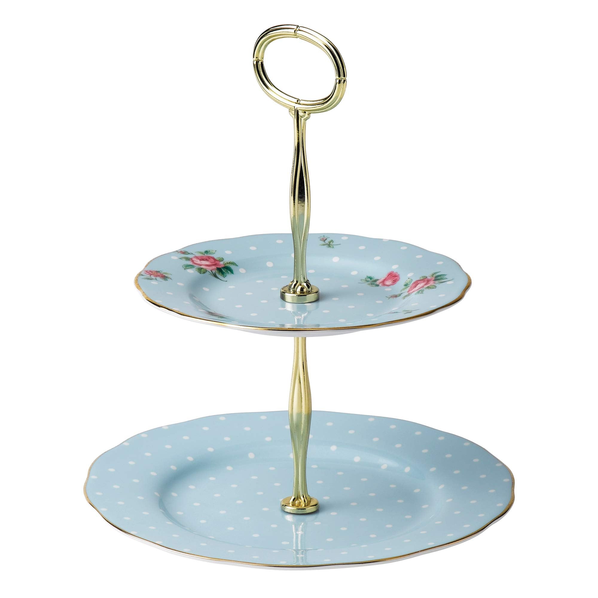 Royal Albert Polka Blue Two-Tier Cake Stand