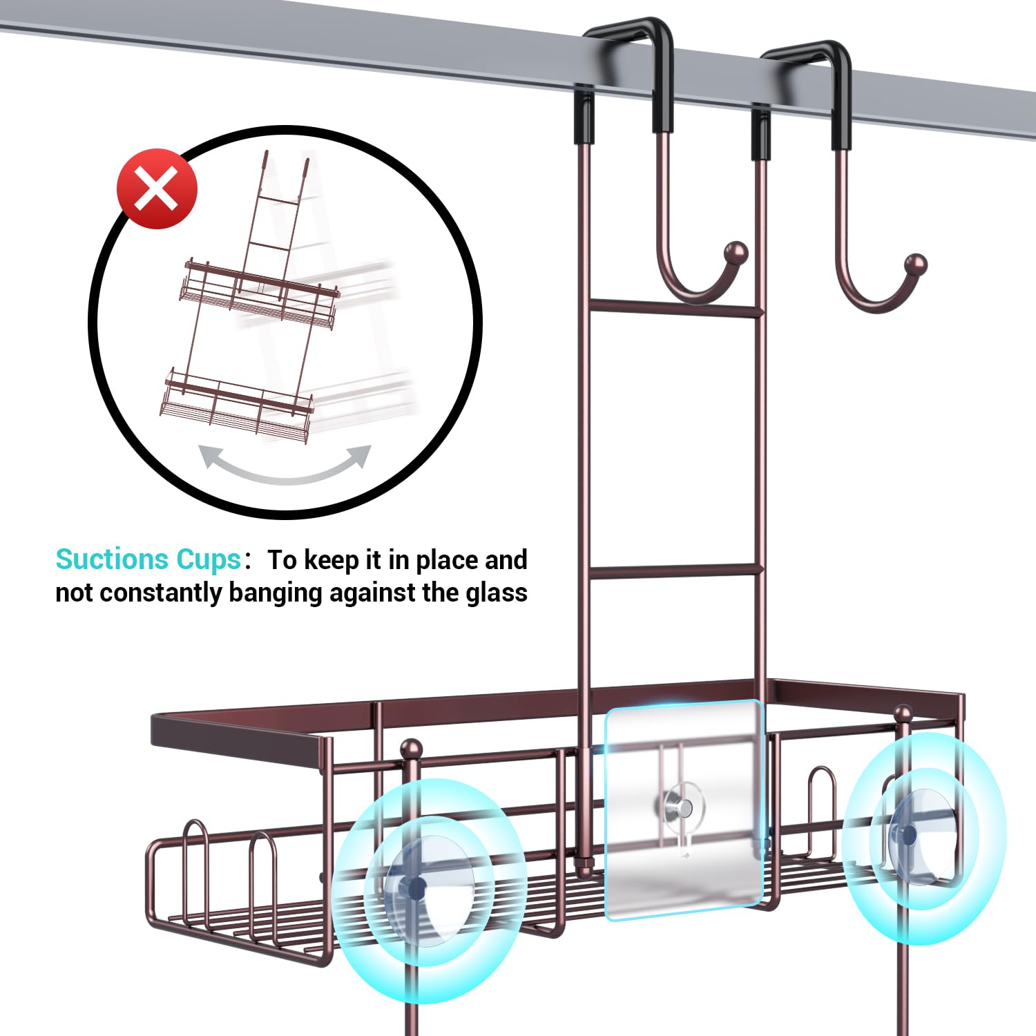 Aitatty Over The Door Hanging Shower Caddy: Rustproof Hanging Organizer Over The Door - No Drilling Bathroom Rack For Inside Sho