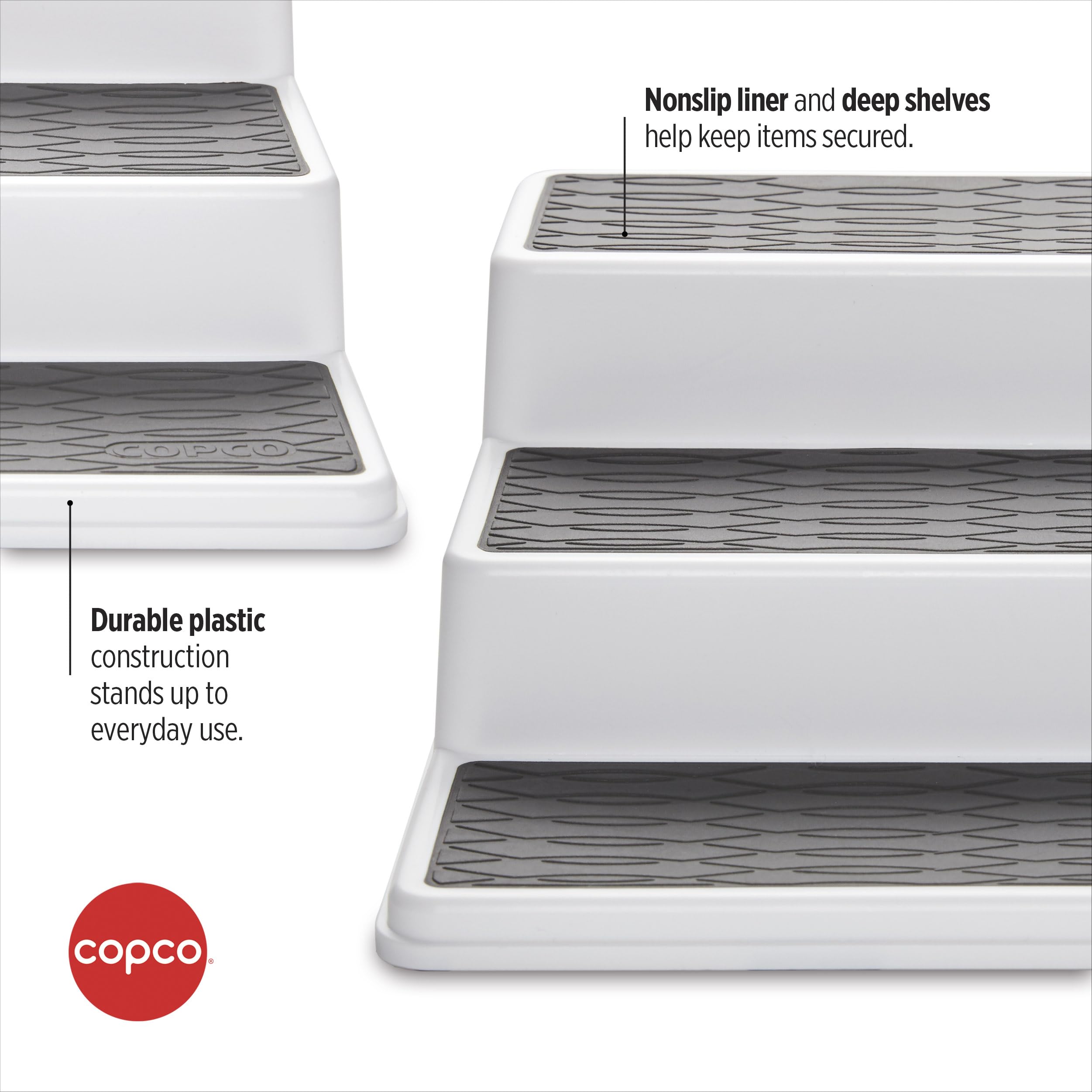 Copco Grey 2 Non-Skid 3-Tier Spice Rack Organizer for Pantry, 2-Pack, 10-Inch