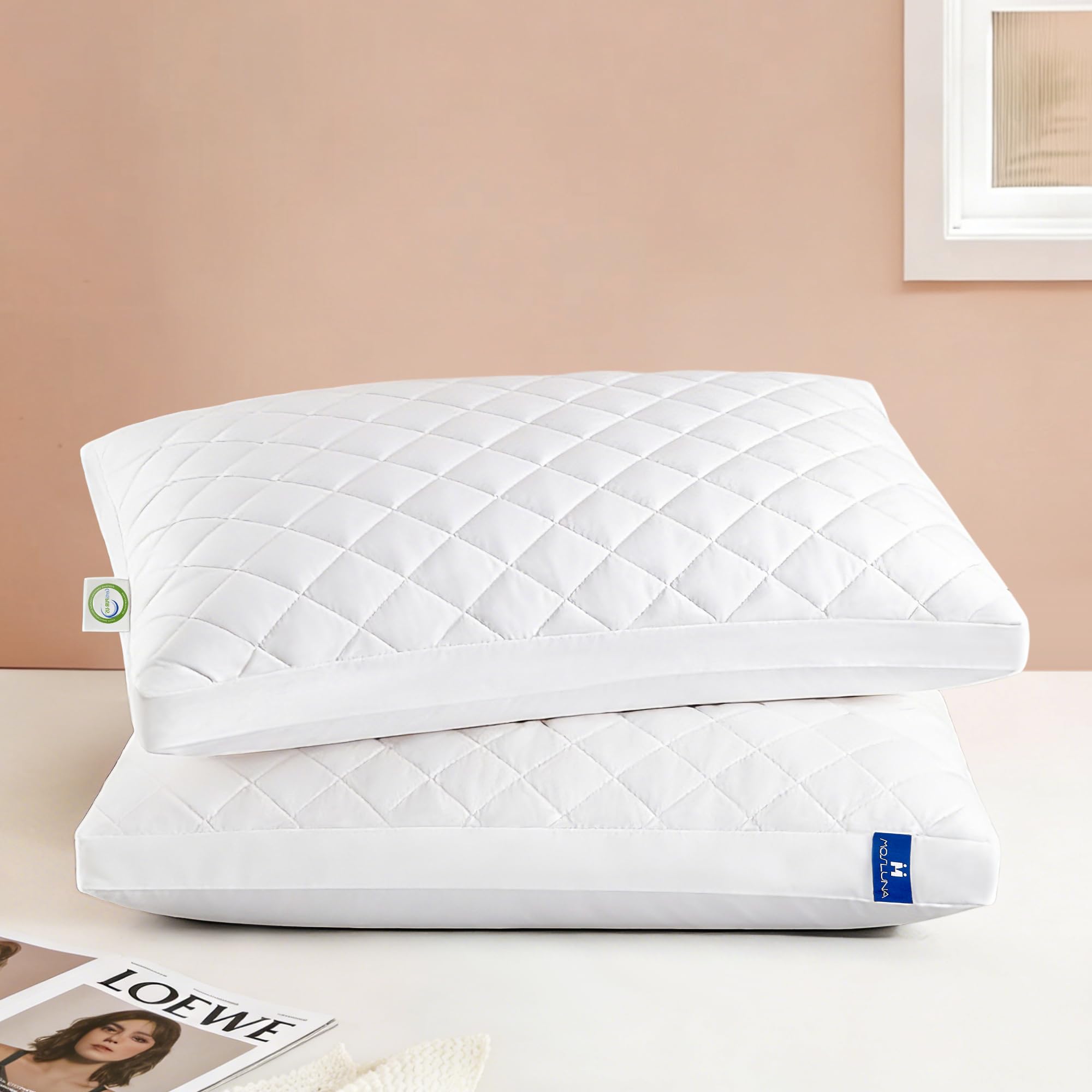 Mosluna Memory Foam Pillows Queen Size Set Of 2Adjustable Bed Pillow With Gusseted For SleepingMedium Firm Pillows 2 Pack For Si
