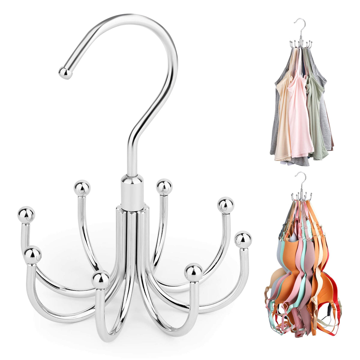 Zedodier Tank Top Hanger, Rotatable Bra Organzier For Closet, Max 24 Storage Capacity Sport Bra Holder, Metal Space Saving Close