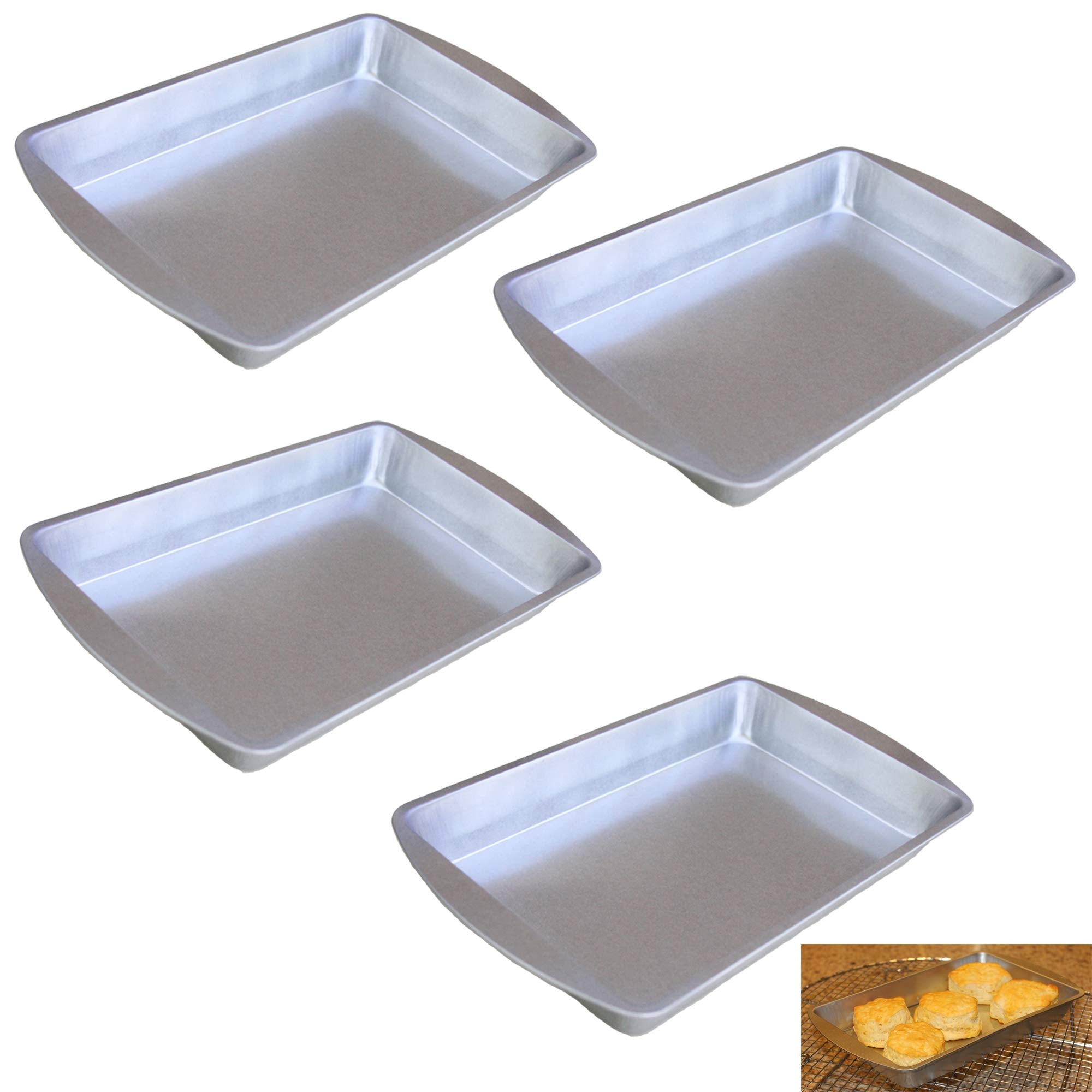 Metal Baking Pan Set, Cookie, Cake, Brownie, Biscuit Baking Pans, Set of 4 (Small)