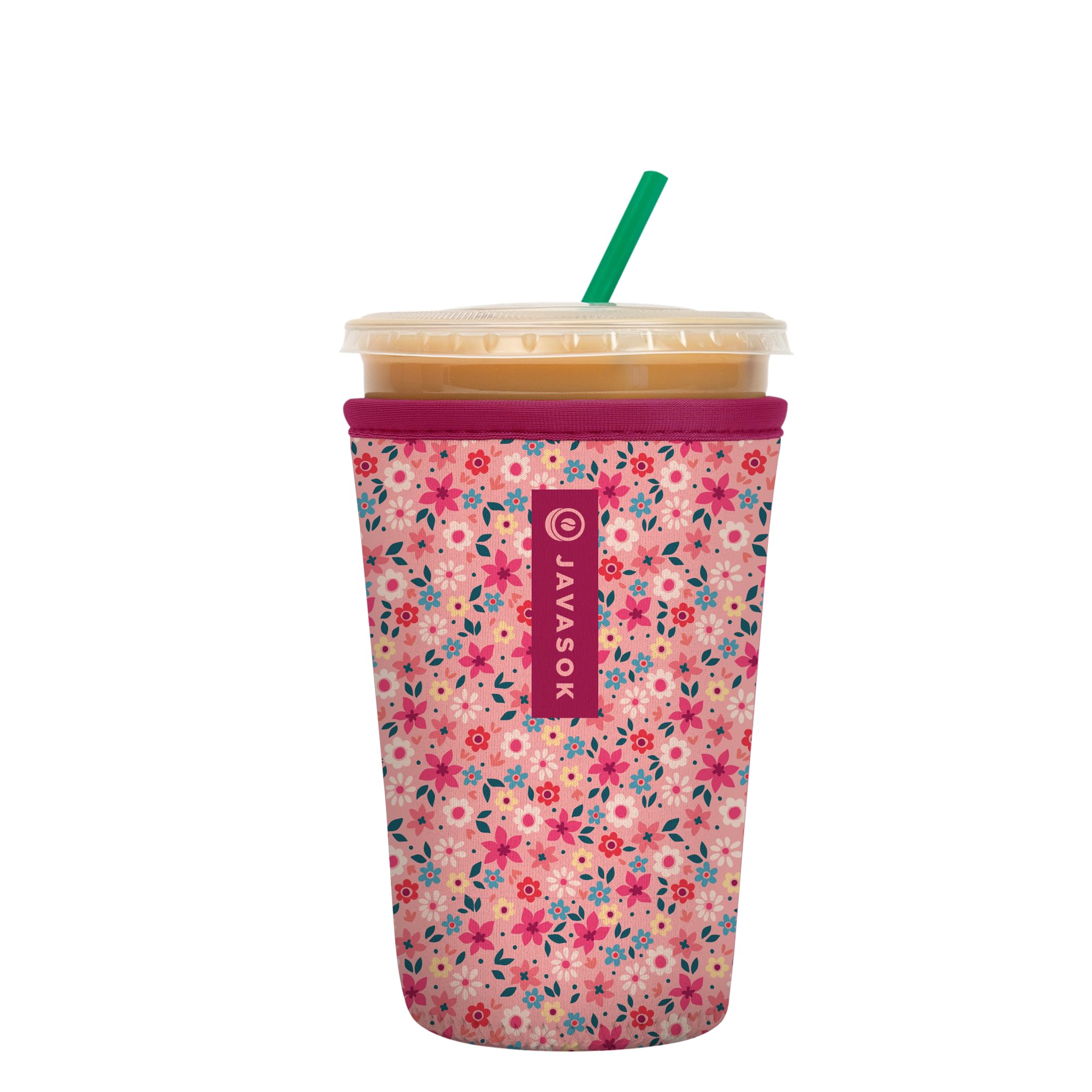 Sok It Java Sok Iced Coffee & Cold Soda Insulated Neoprene Cup Sleeve (Spring Bouquet, Medium: 22-28oz)