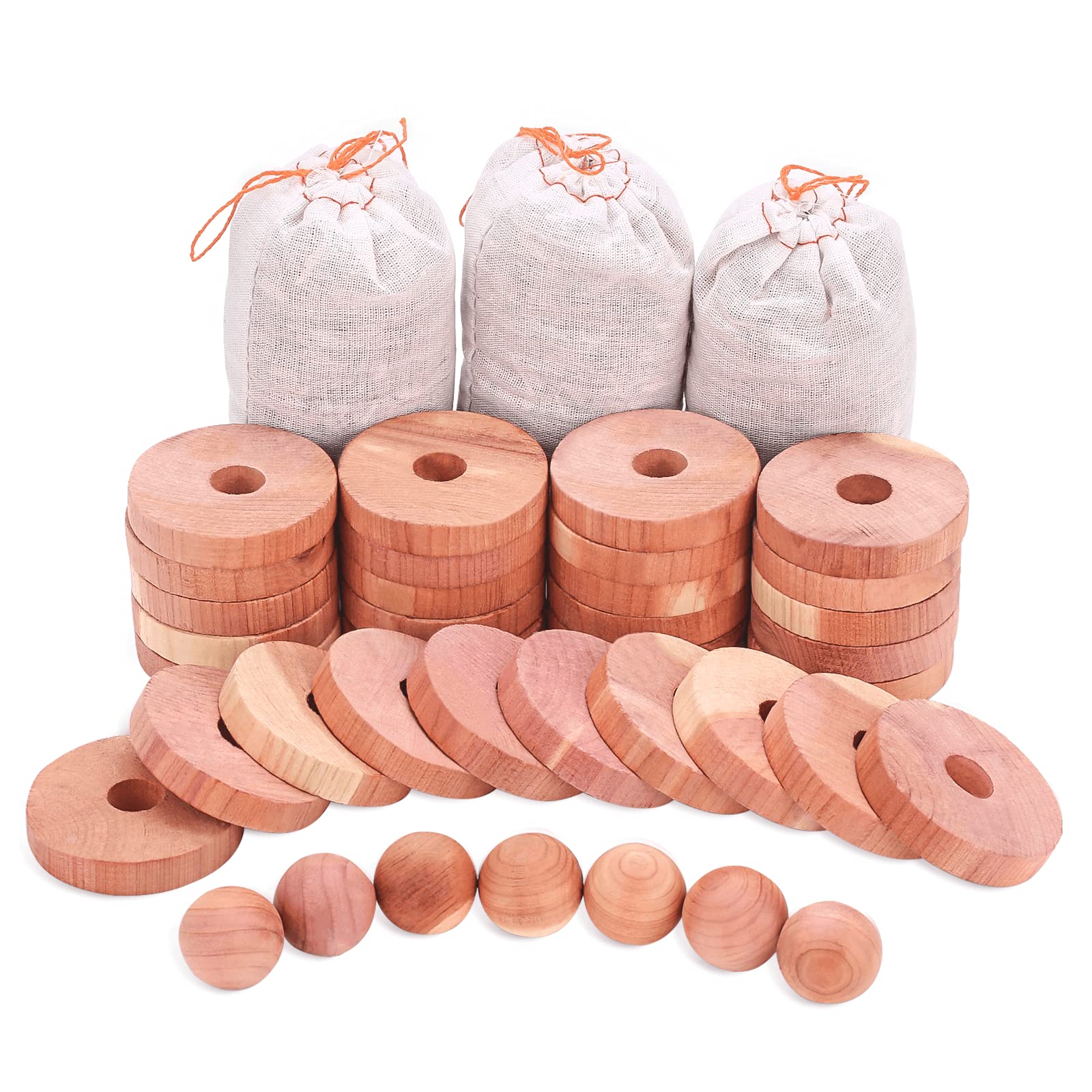 Homode Cedar Chips And Balls, Fresh Cedar Wood Rings And Cedar Sachets Bags For Clothes Shoes Storage, Ideal For Closets And Dra