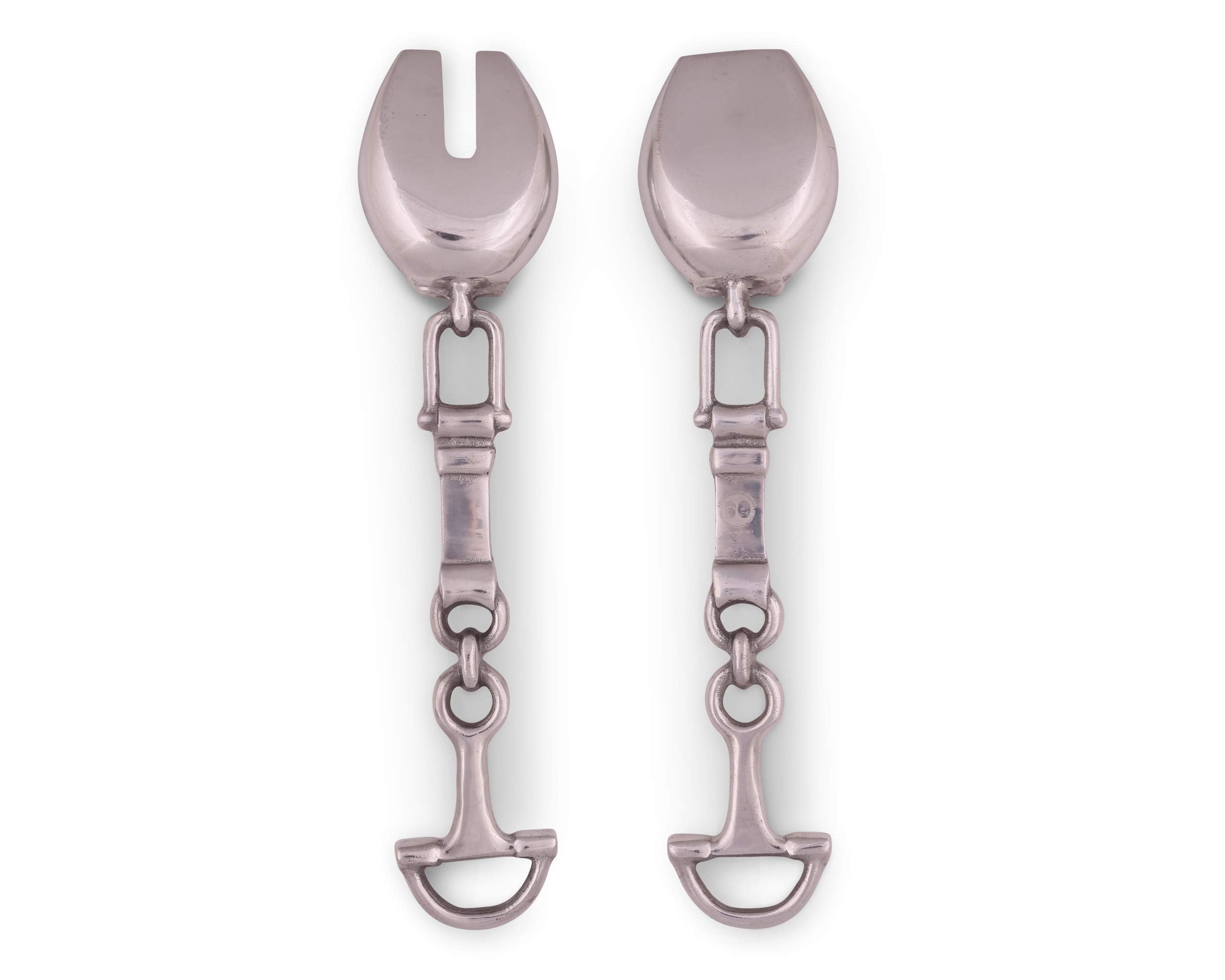Arthur Court Designs Aluminum Equestrian Horse Bit Salad Serving Spoon And Salad Serving Fork, Salad Servers Set 12 Inch Long