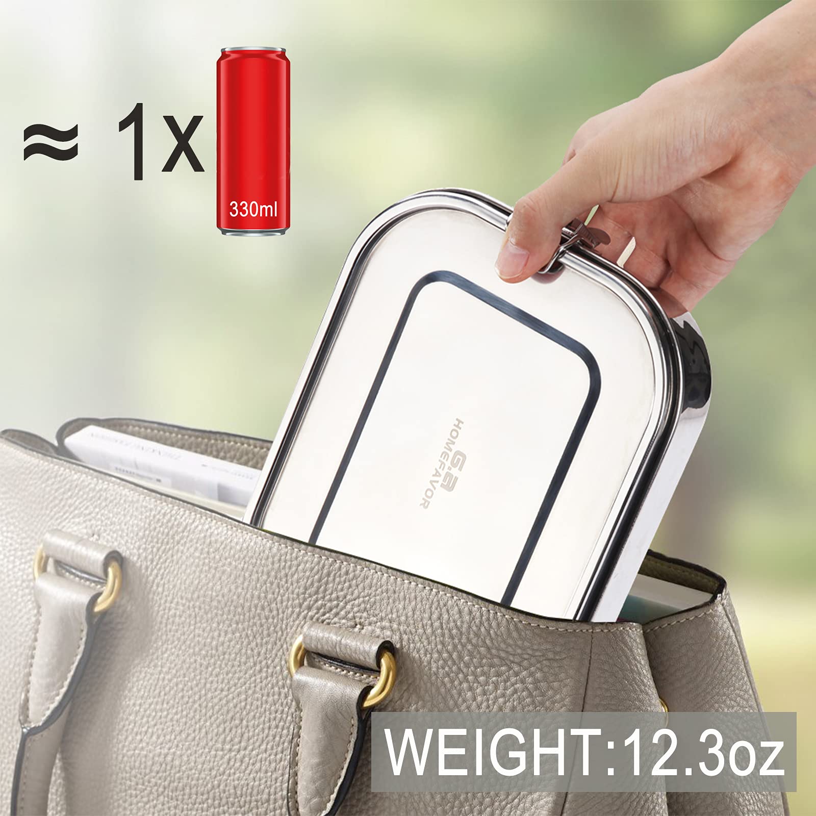 G.A Homefavor 304 Stainless Steel Lunch Box-1200Ml/40Oz Large Metal Leak Proof Lightweight Bento Container For Sandwich, Snack,