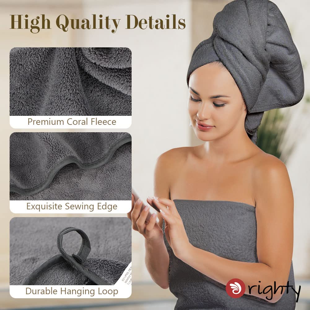 Orighty Microfiber Bath Towels Pack of 2(27'' x 54'') - Soft Feel  Highly Absorbent  Quick Drying for Body  Sport  Yoga  SPA  Fitness - Grey