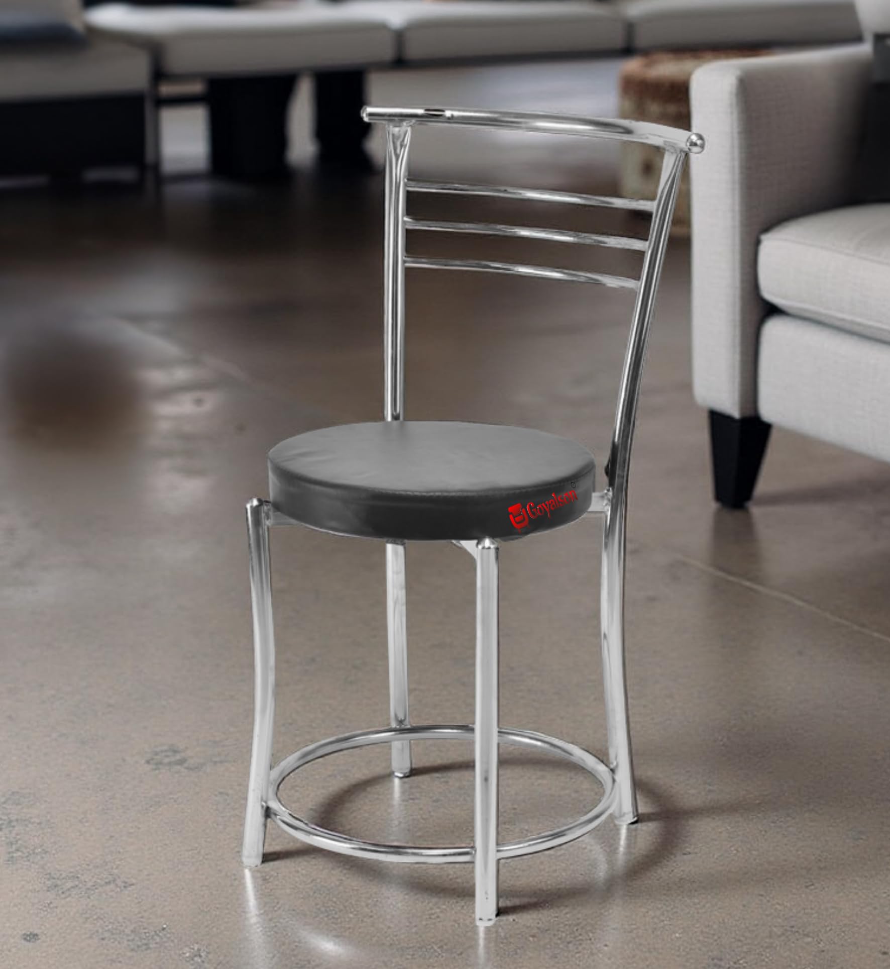 Goyal Steel & Furniture Chairs For Dining Table, Steel Chair, Dining Chair With Comfortable Cushion (1, Black, Standard)