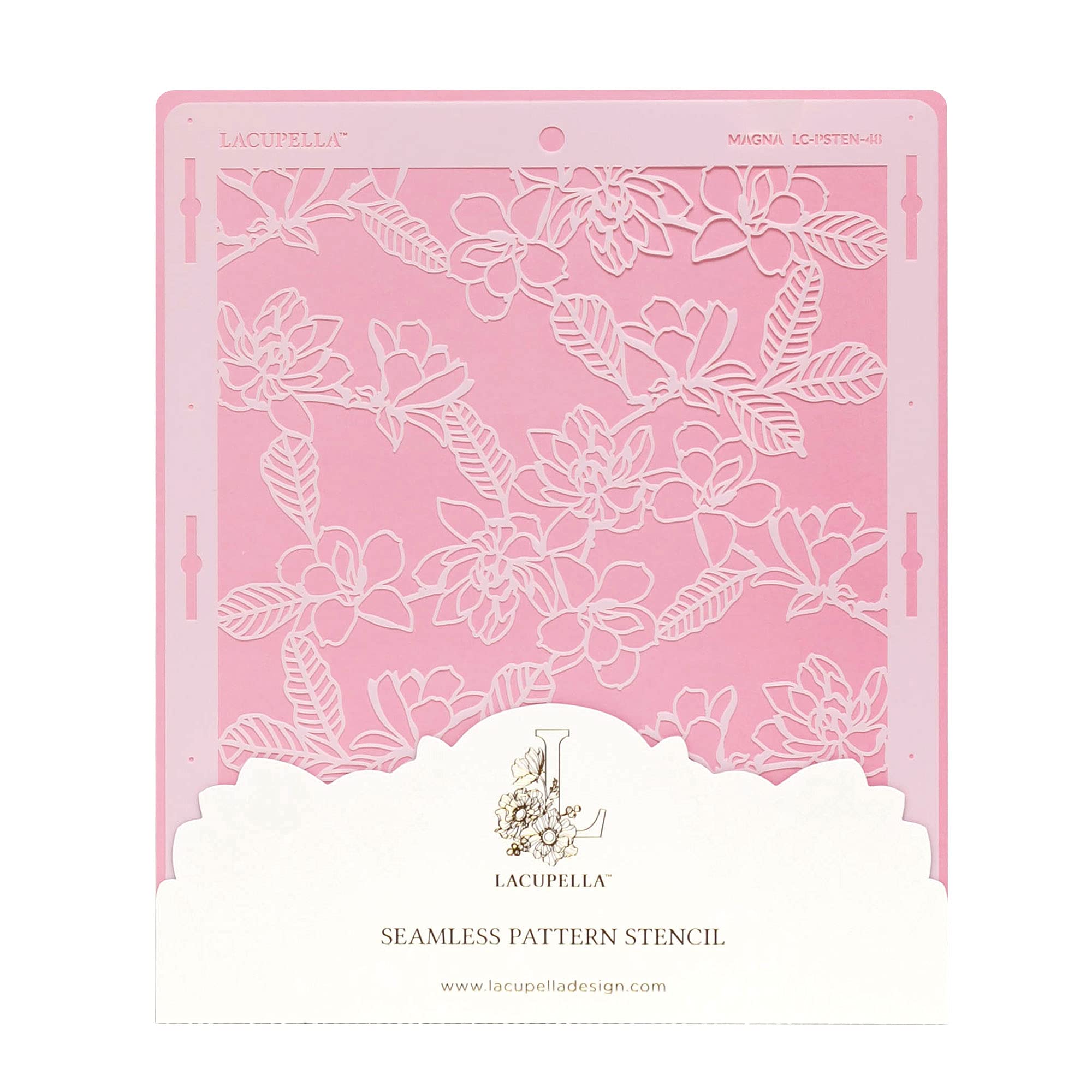 Lacupella Floral Cake Stencil - Seamless Delicate Pattern For Decorating Tall Double Barrel Cake To Use With Buttercream, Royal