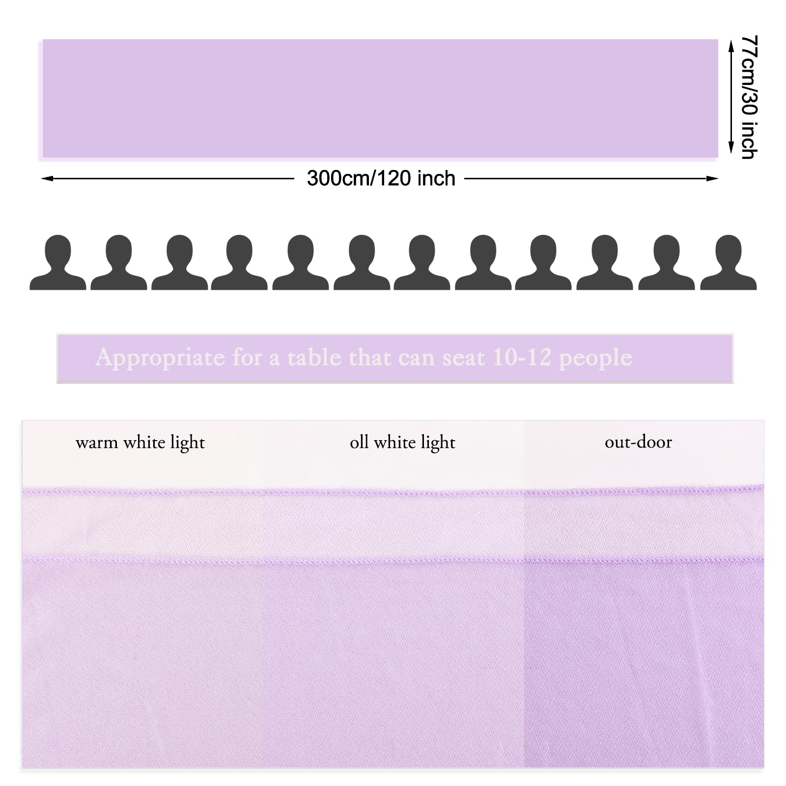 Ruiyok Lavender Chiffon Table Runner 30 X 120 Inches Romantic Sheer Fabric For Wedding Decorations, 10Ft Baby Shower And Birthda