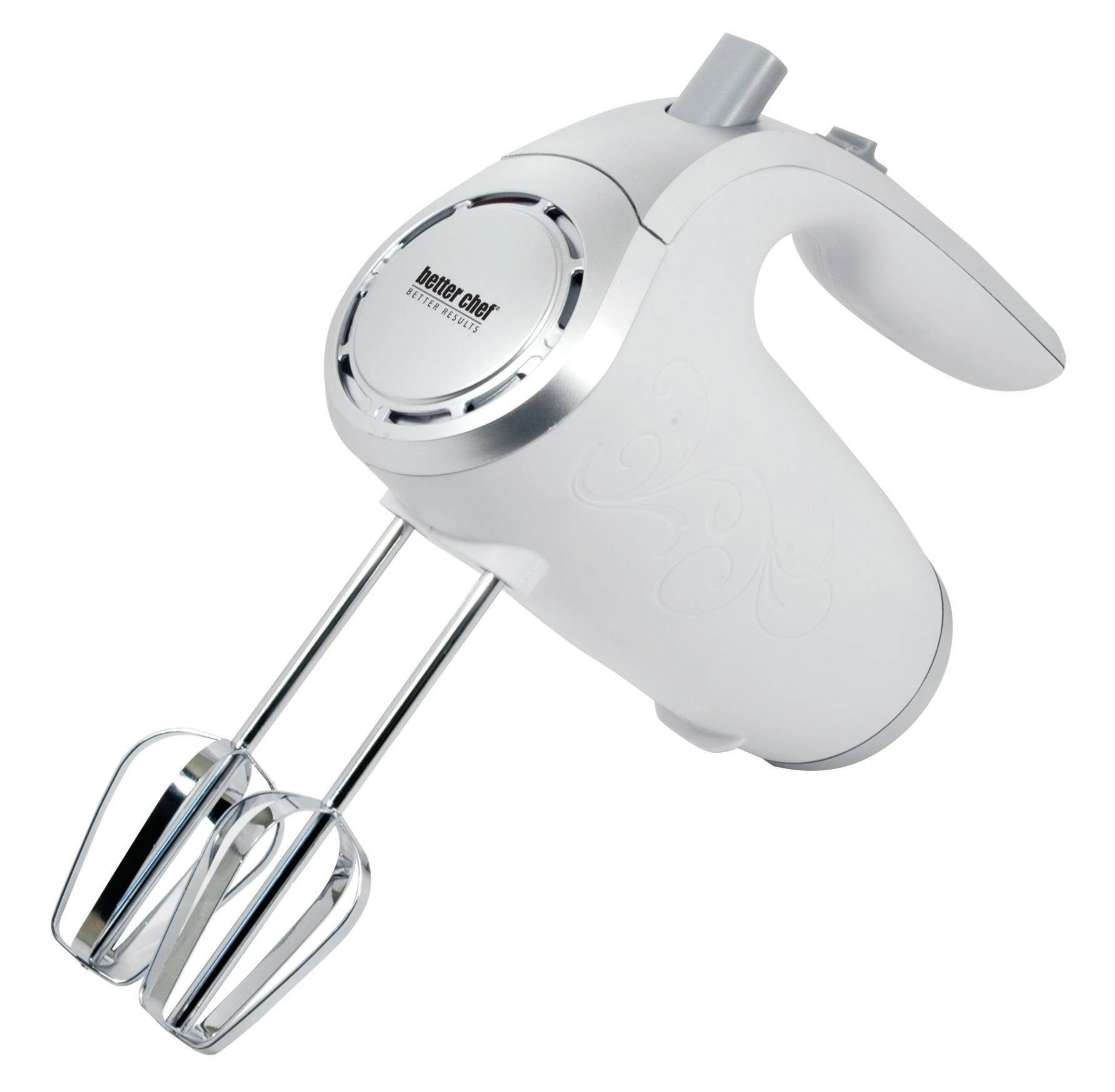 Better Chef Electric Hand Mixer  5-Speed  Stainless Beaters & Hooks  Attachment Holder  150-Watt (White)