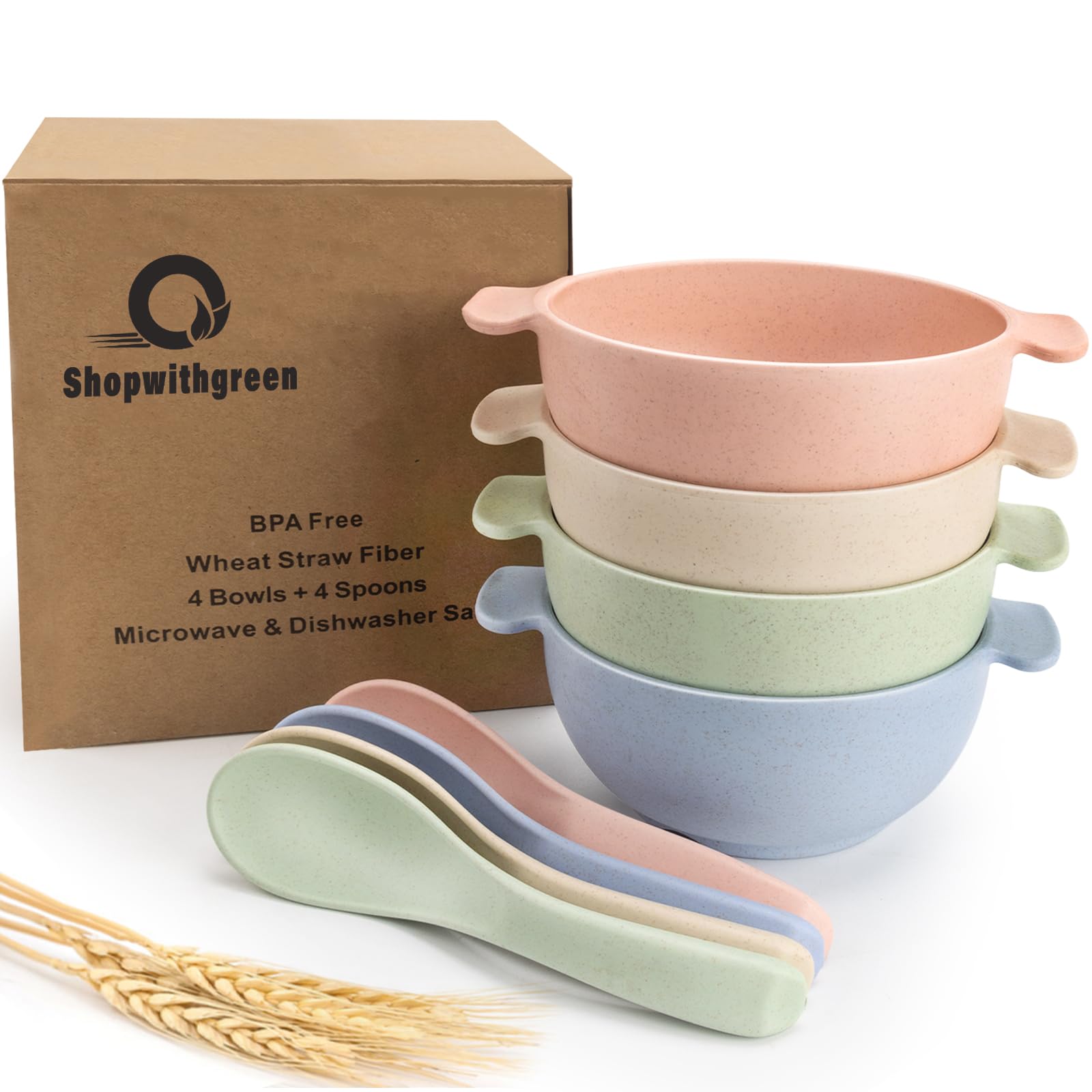 Shopwithgreen Unbreakable Kids Bowls -Microwave Dishwasher Safe- Wheat Straw Snack Bowl Sets For Kids/Toddler/Children/Baby Feed