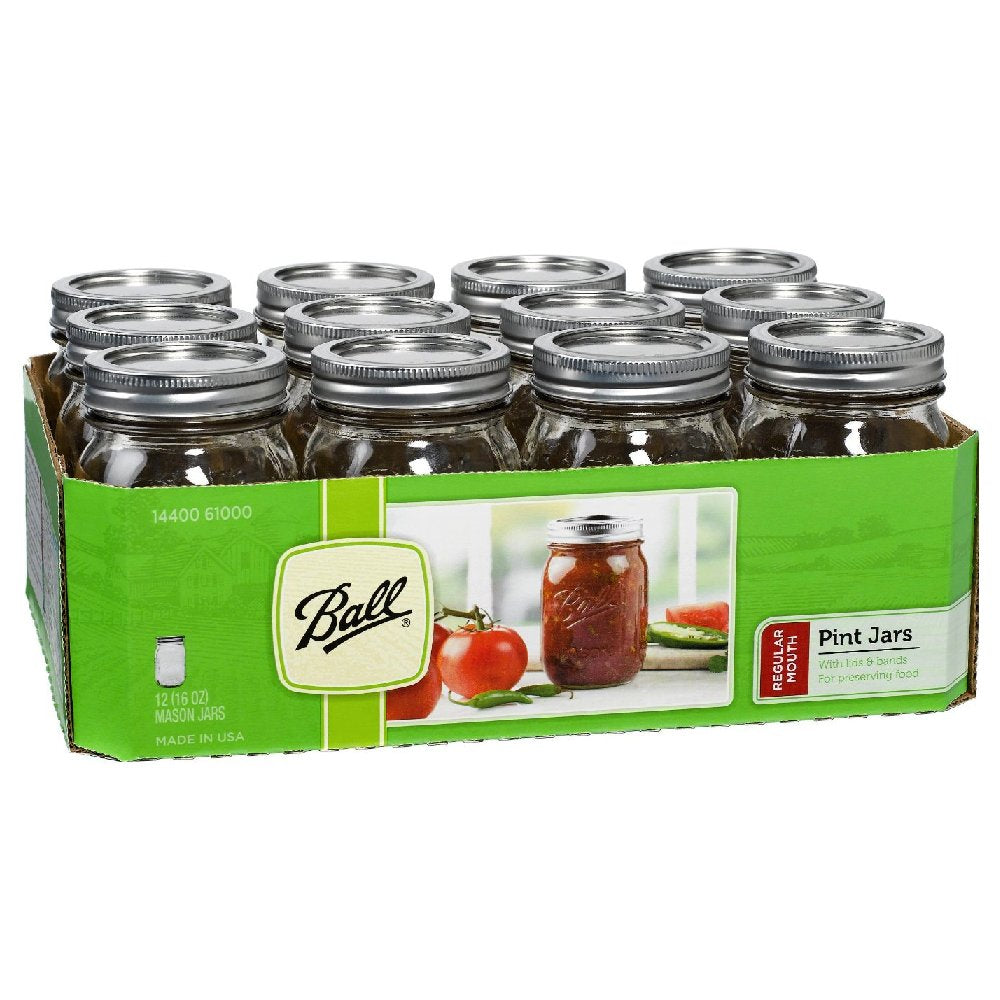 Ball Pint Jar, Regular Mouth, Set Of 12, (16 Oz)