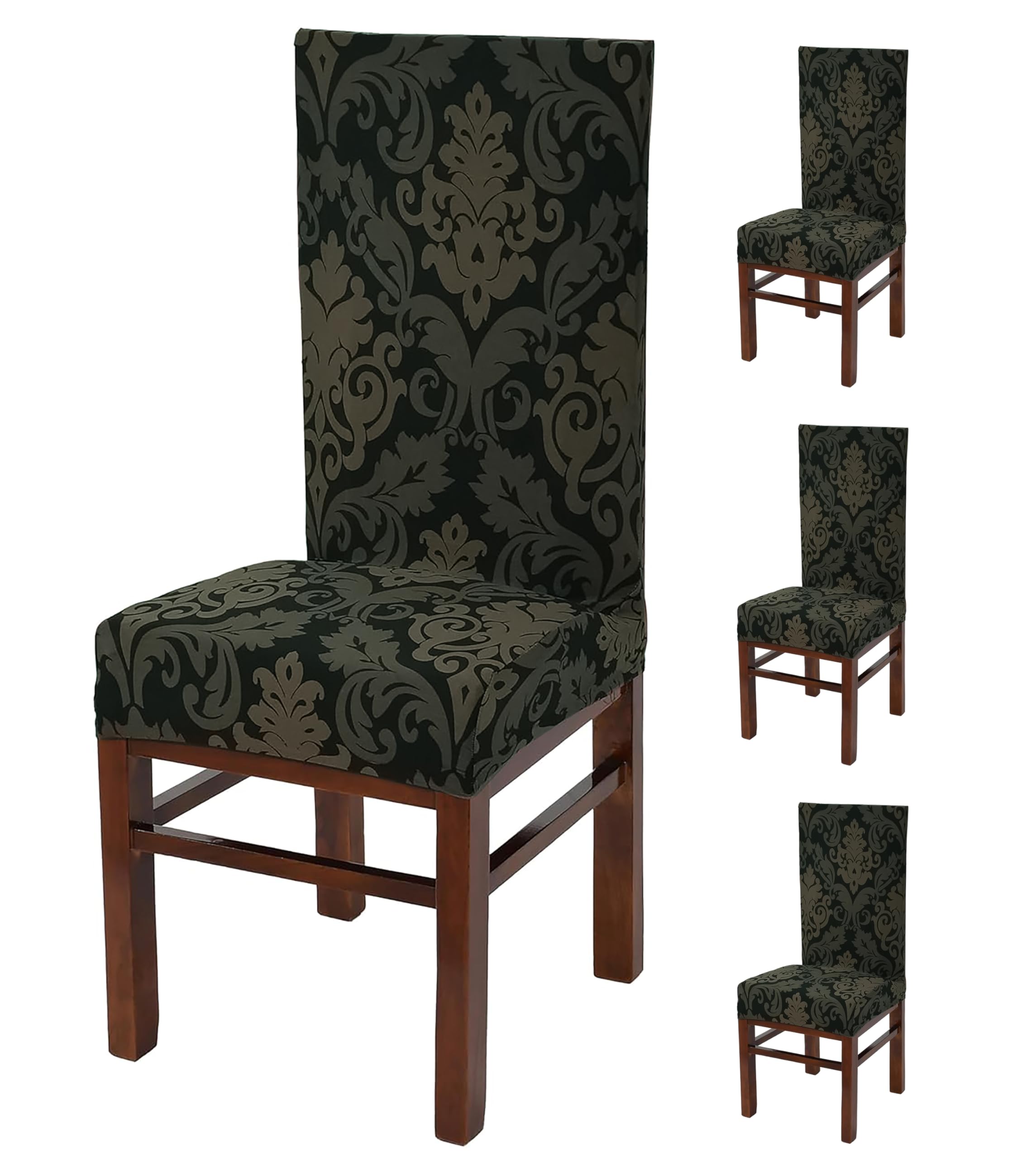 Yellow Weaves Elastic Stretchable Dining Chair Cover, Removable Washable Elastic Floral Printed Dining Chair Covers (Set Of 4, F