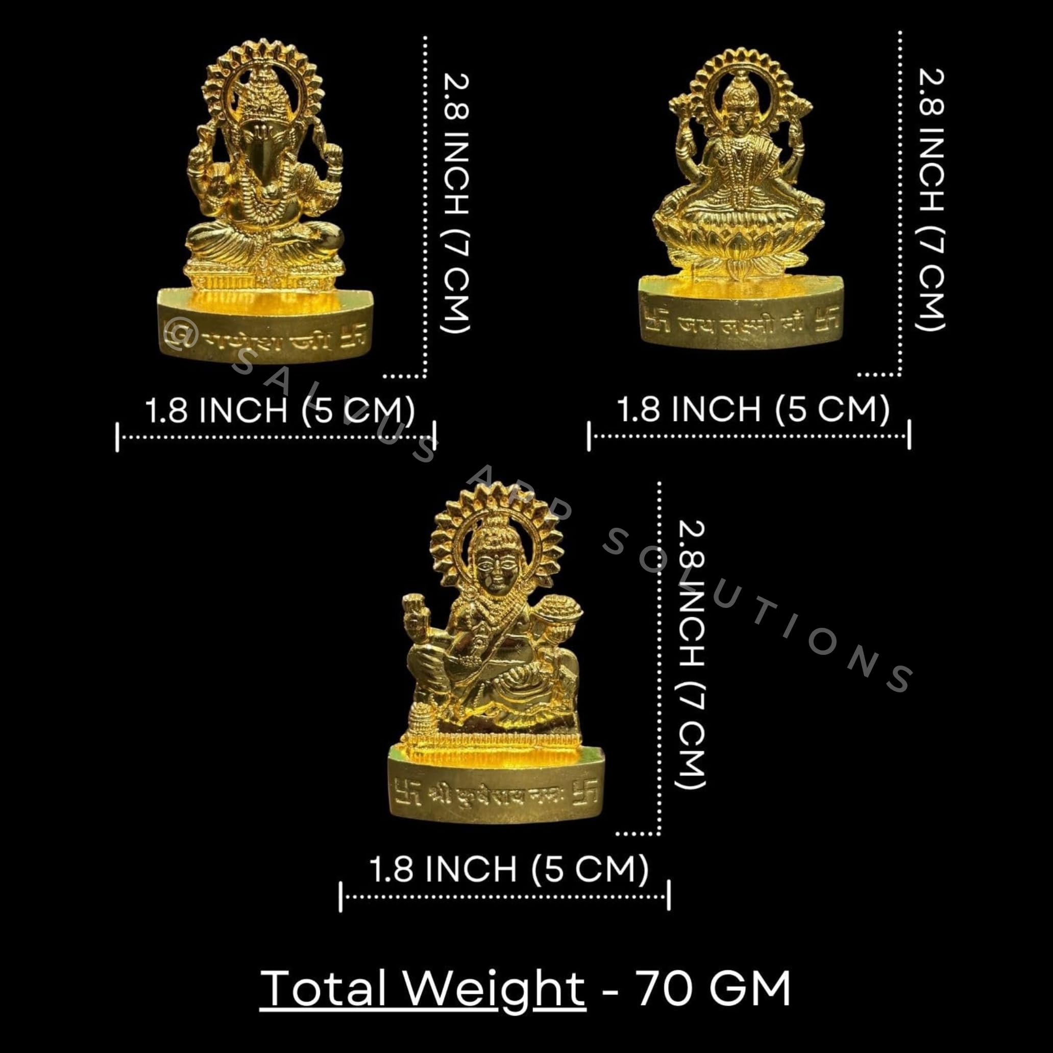 Salvus App Solutions Metal Laxmi Ganesh Kuber Idol - Diwali Prosperity Set - Enhance Your Festivities With This Divine Set, Perf