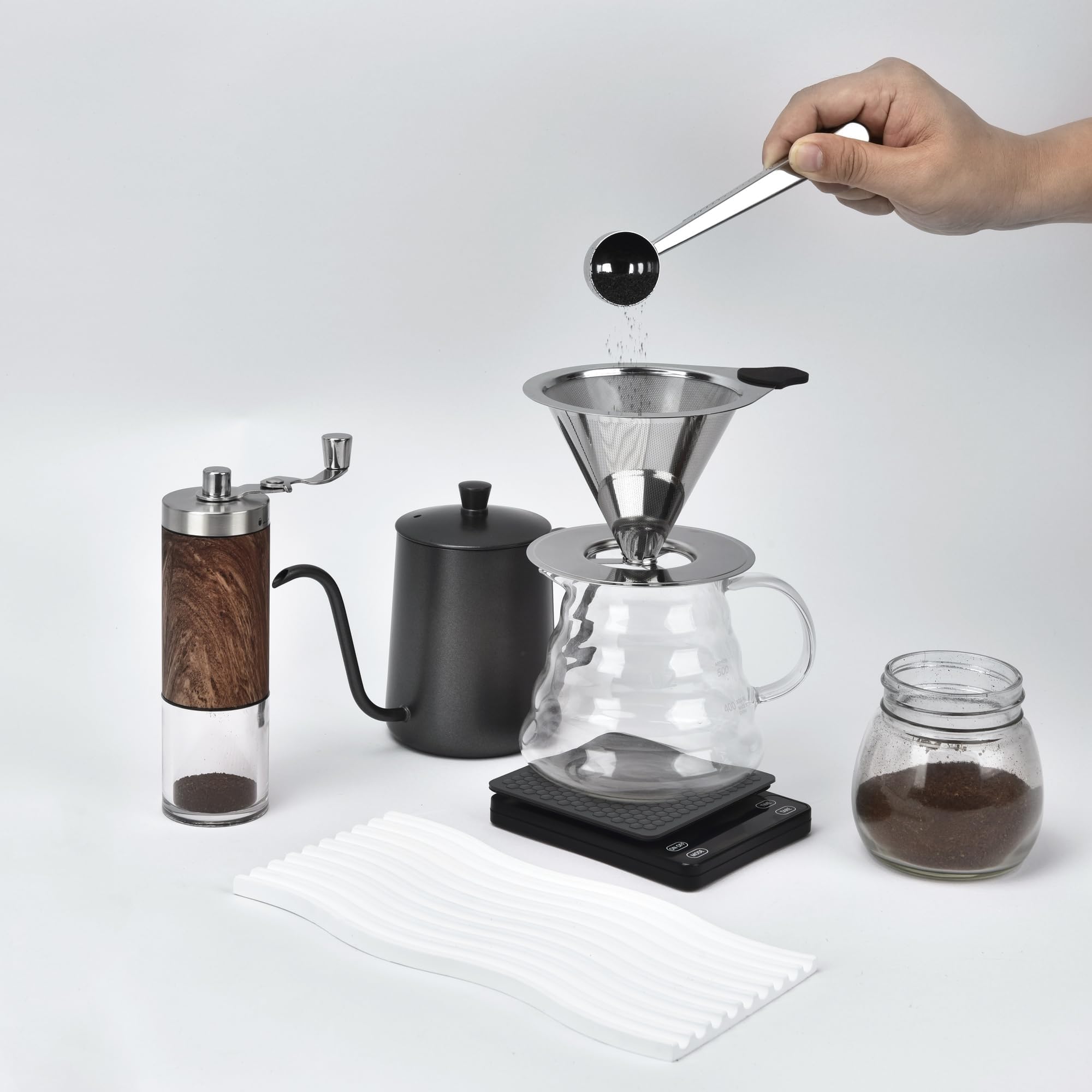 Nkove Stainless Steel Pour Over Coffee Dripper - Reusable, Paperless Cone for 1-2 Cups, Silver, Model NK-A3