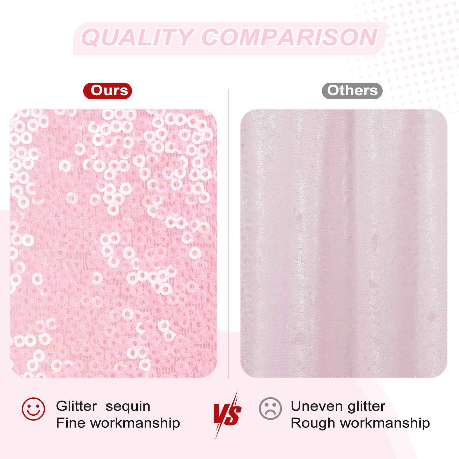Partydelight Pink Sequin Tablecloth Sparkly Table Cloth Overlay Square 50''X50''