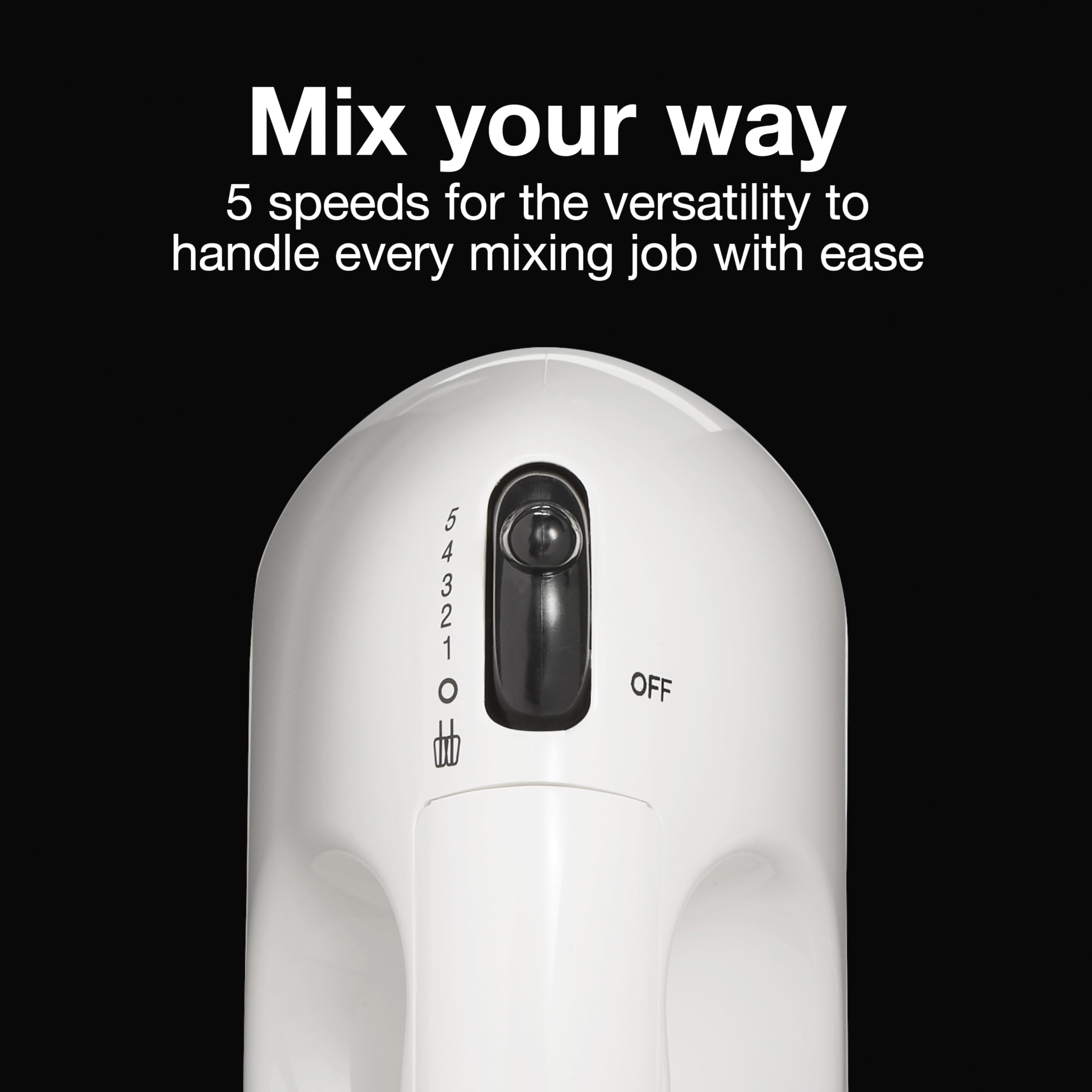 Proctor Silex 5-Speed Electric Hand Mixer With Bowl Rest Compact And Lightweight Effortless Mixing, White (62515Ps)
