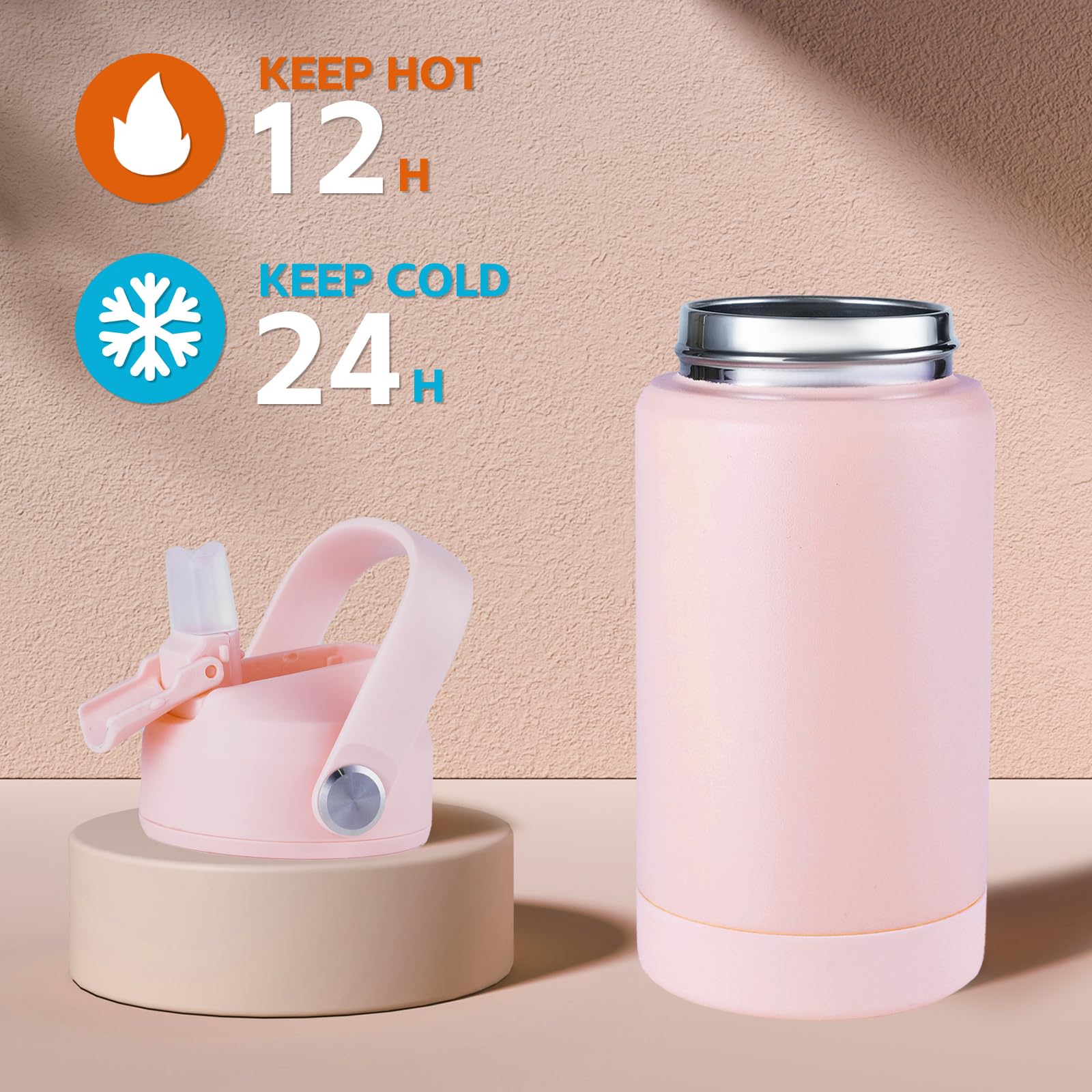 Kerilyn 12Oz Kids Insulated Water Bottle, Leak-Proof Toddler Cup With Straws Lids, Kids Water Bottles For School Boys Girls, Sta