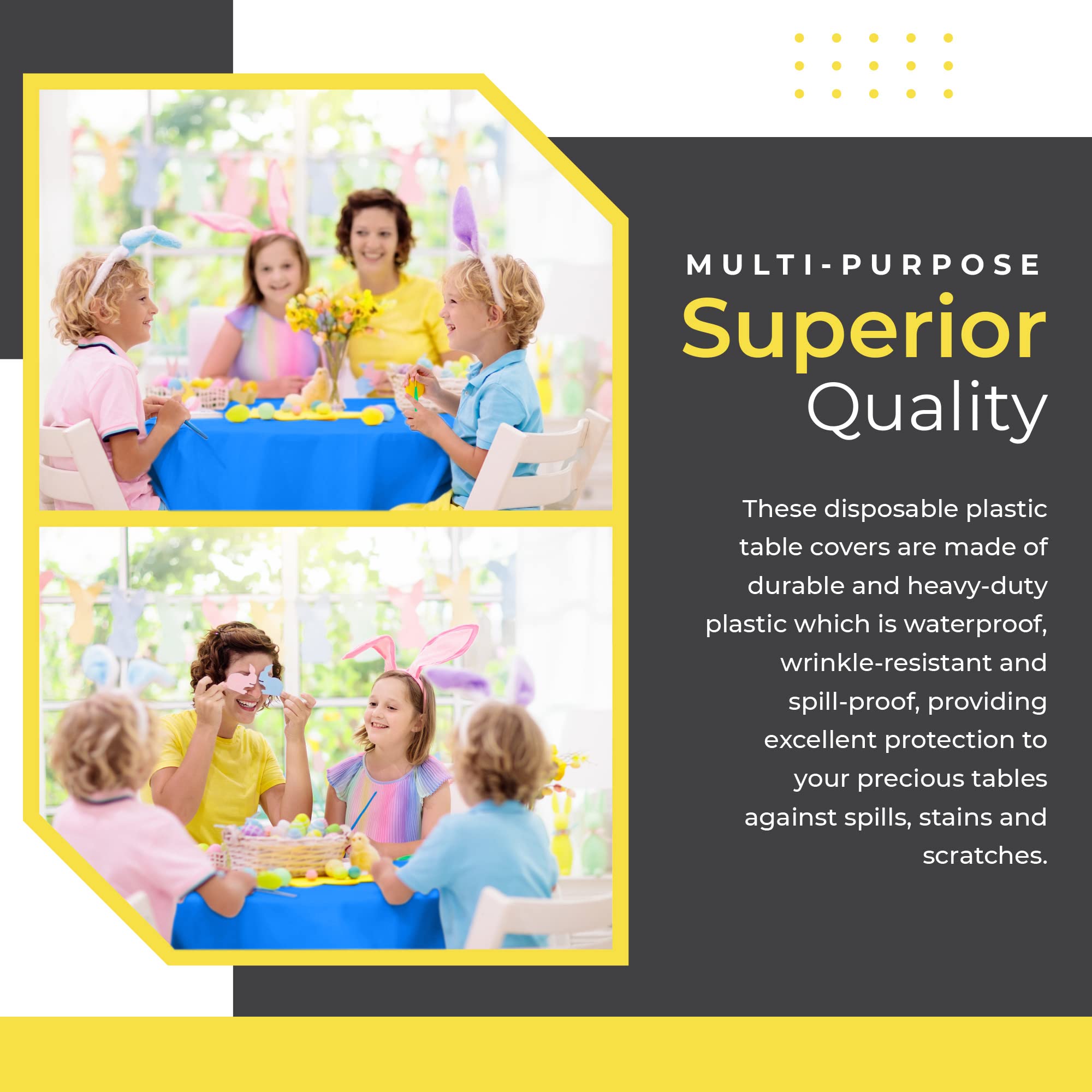 Hsgus 14 Pack Blue Round Plastic Tablecloth, 84X84In, Disposable Table Cover For Parties, Weddings