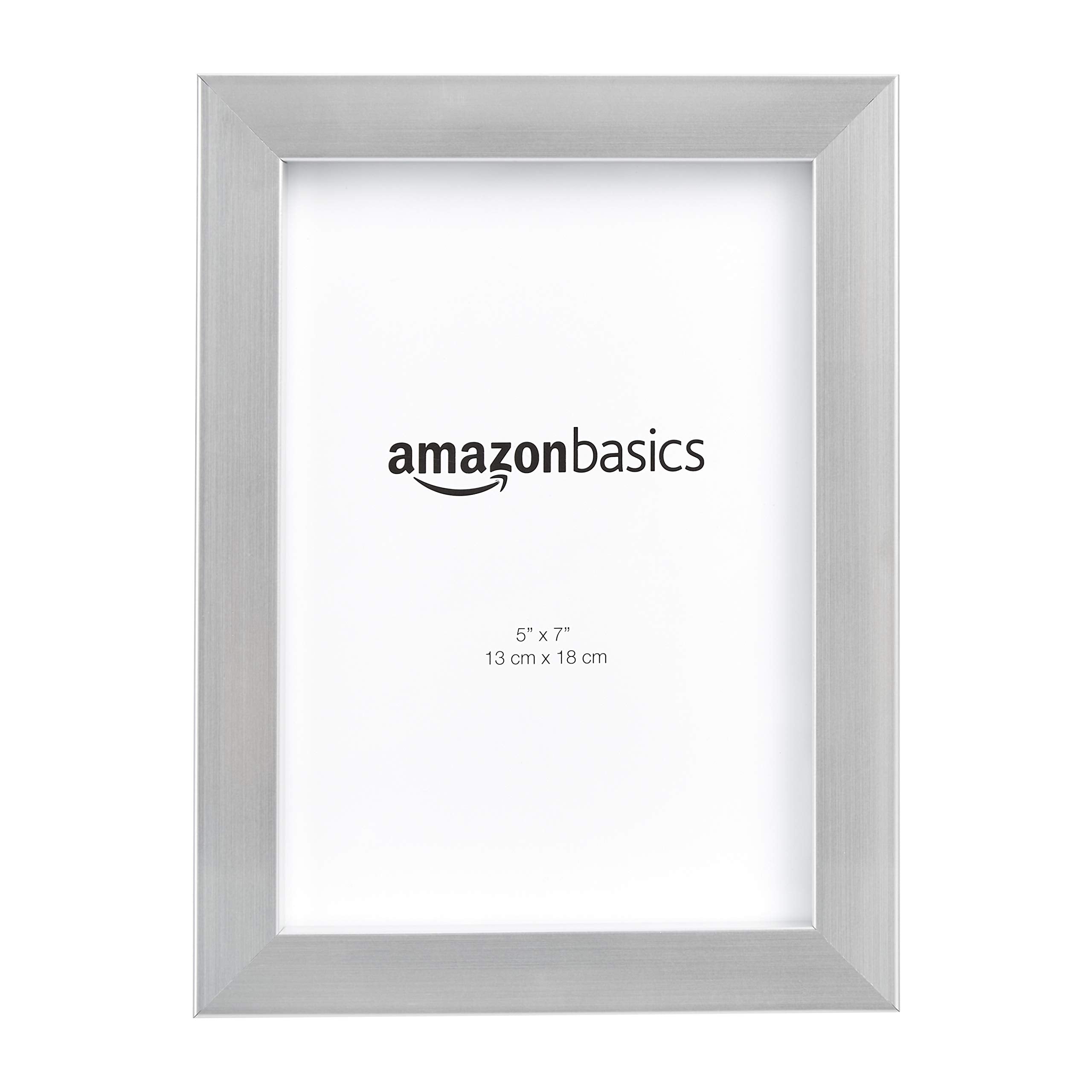 Amazon Basics Rectangular Photo Picture Frame, 5 x 7, Pack of 2, 8.31 x 6.30 inches, Nickel