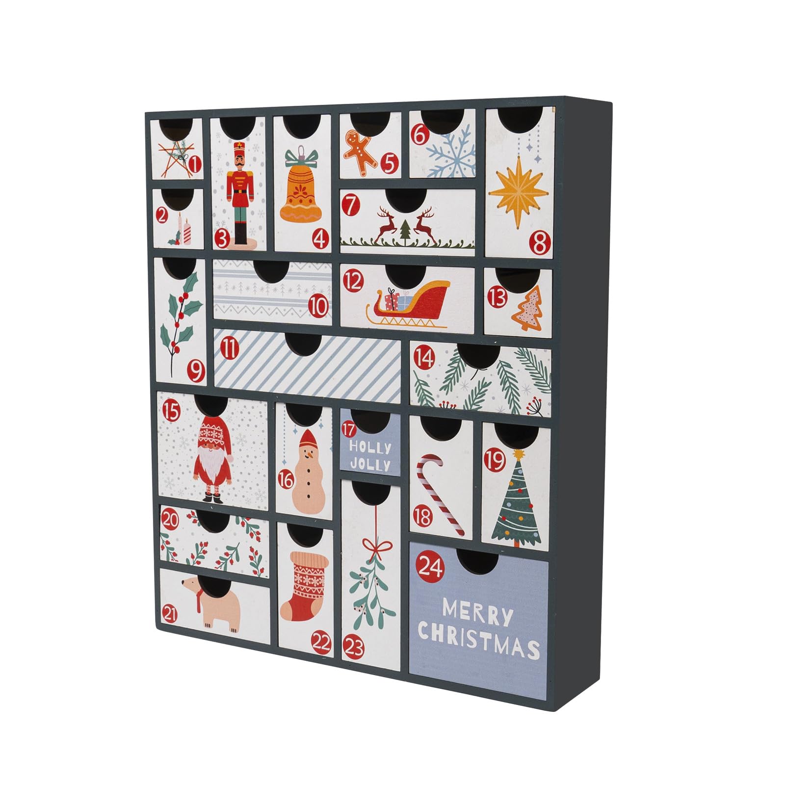flangairy Christmas Countdown Advent Calendar 2025, 24 Days Till Fillable Wooden Holiday Nativity Calendar with Large Drawers, R