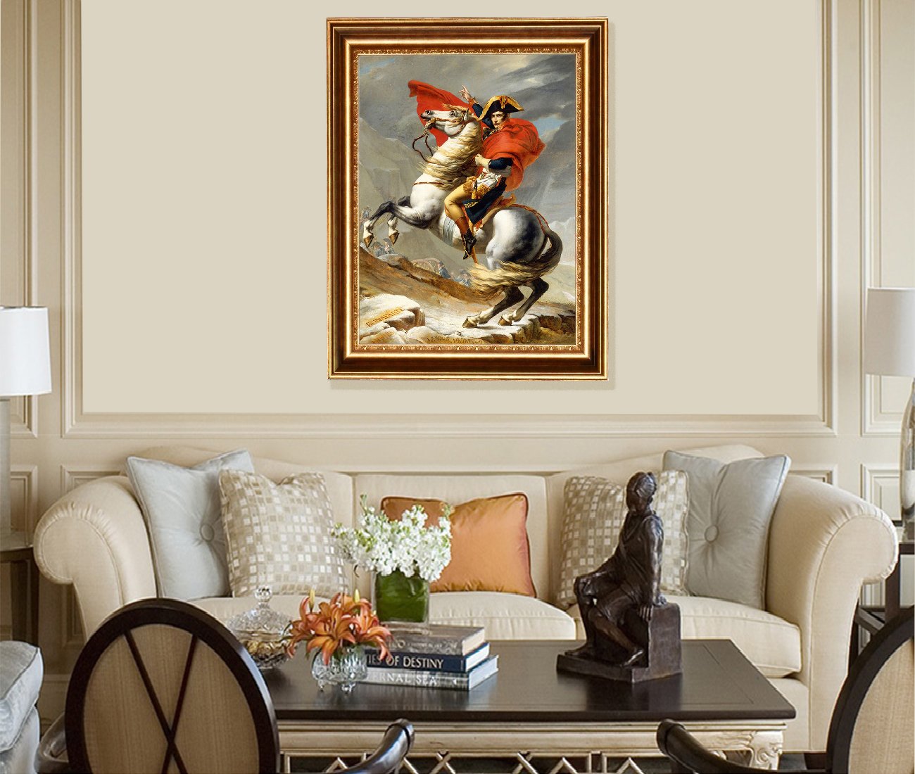 Eliteart- Napoleon Crossing The Alps By Jacques-Louis David Oil Painting Reproduction Giclee Wall Art Canvas Prints-Framed Size: