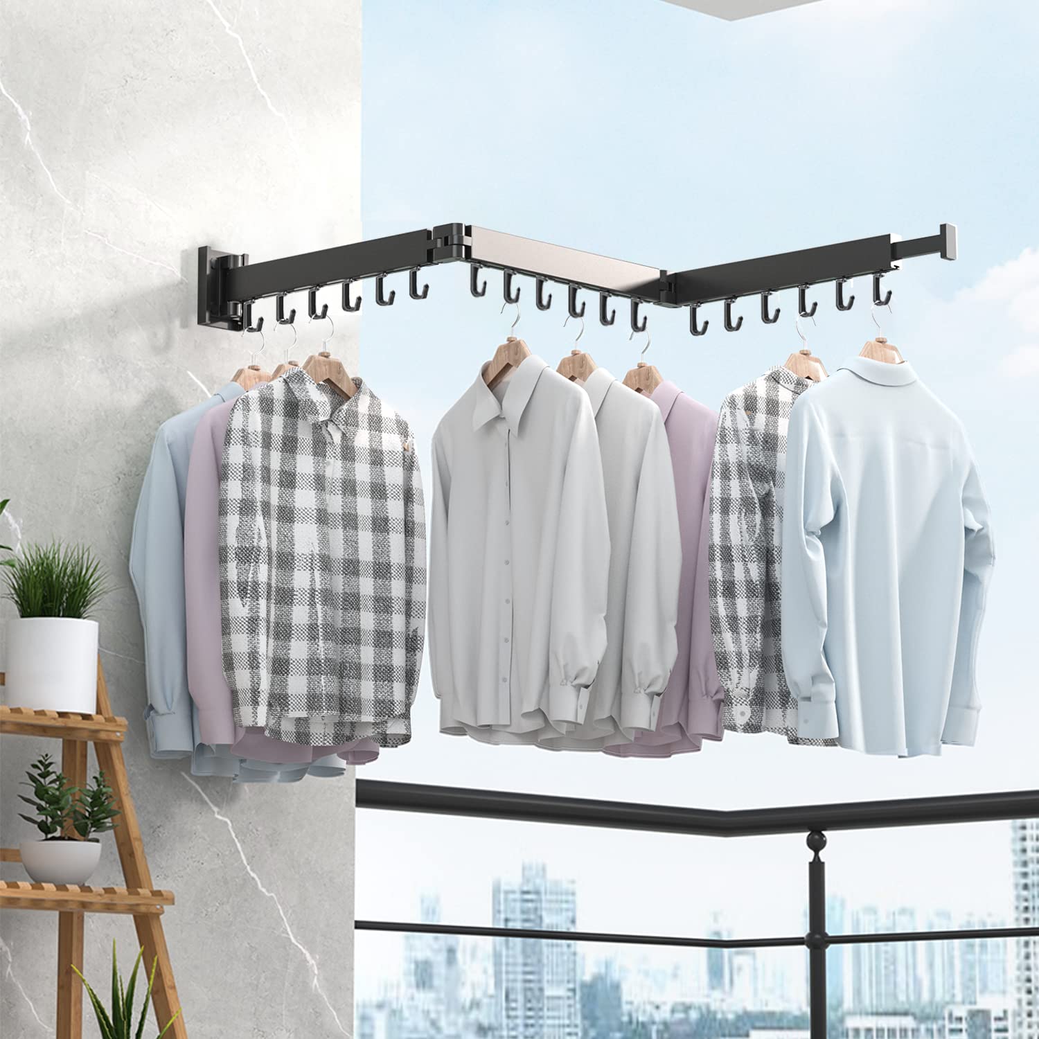 Dr.Dj Clothes Drying Rack For Laundry, Retractable Clothes Hanger Rack Wall Mounted Folding Indoor, Drying Rack, Space Saver Clo