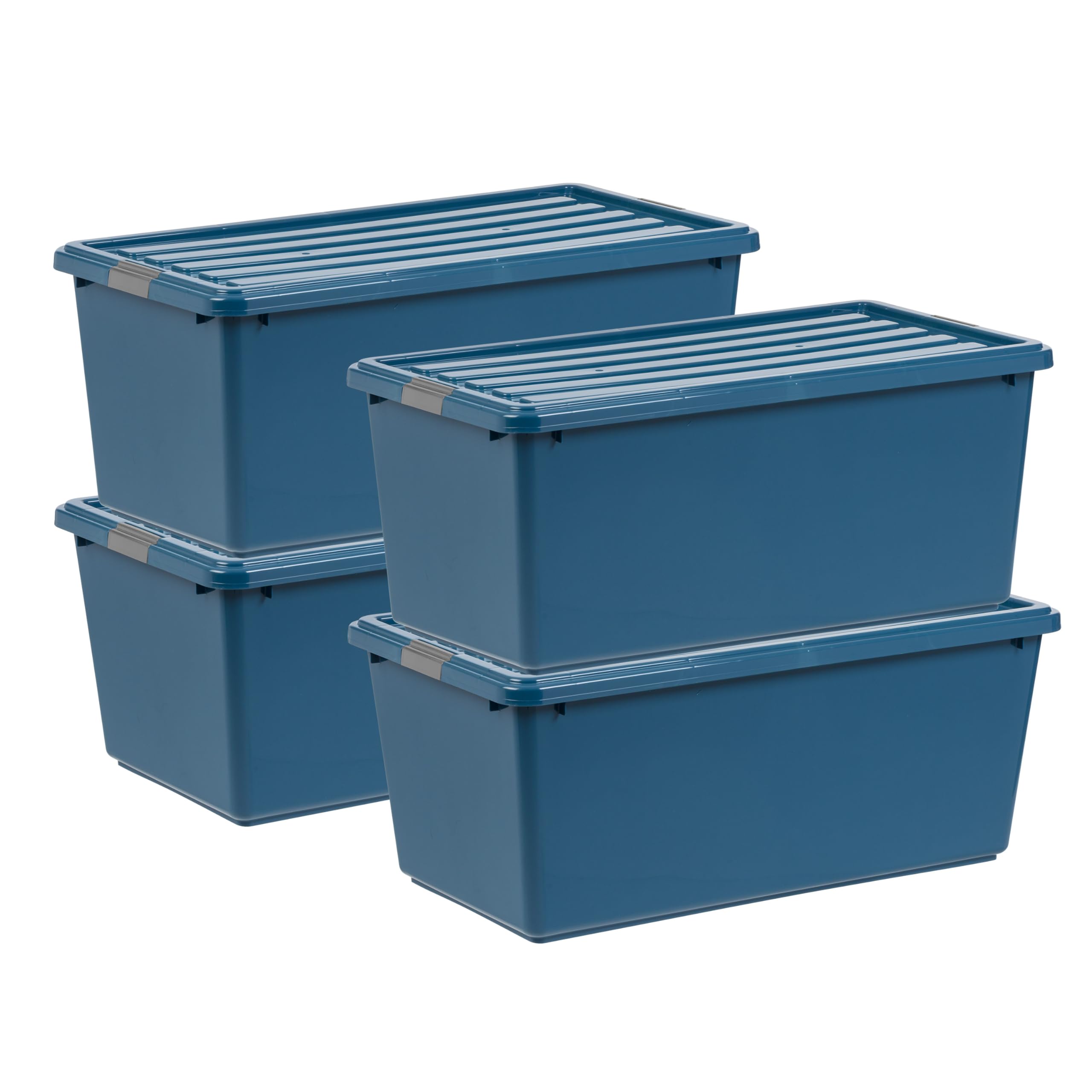 Iris Usa 91 Quart / 23 Gal. Eco-Friendly Stackable Storage Bins With Lids And Latch Buckles, 4 Pack - Bpa-Free, Large Plastic Co