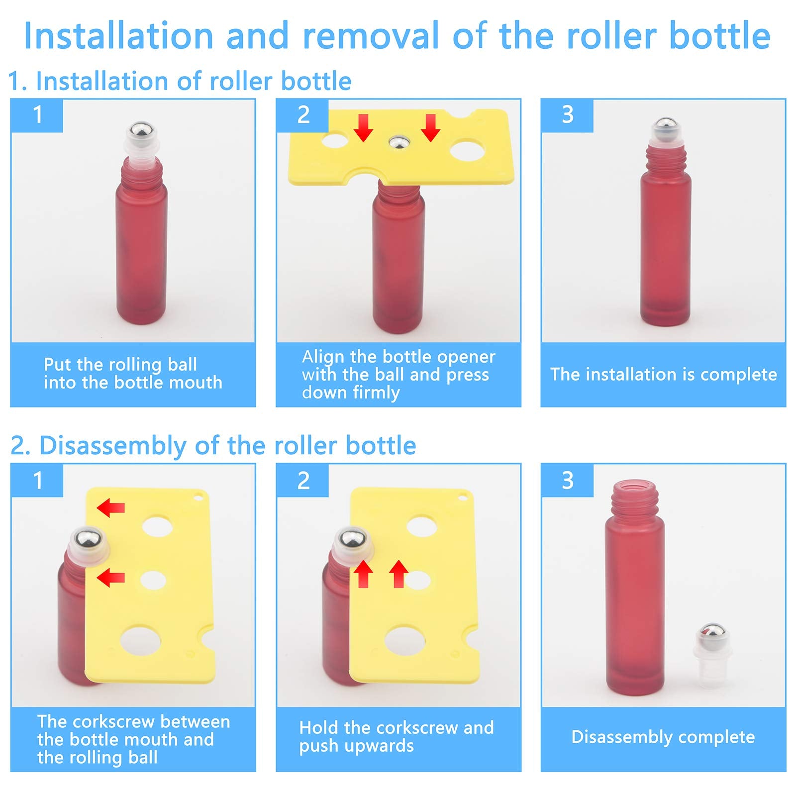 Kesell 10Pcs 10Ml Frosted Glass Roller Bottles Vials Containers With Metal Roller Ball And Wood Grain Plastic Cap For Essential