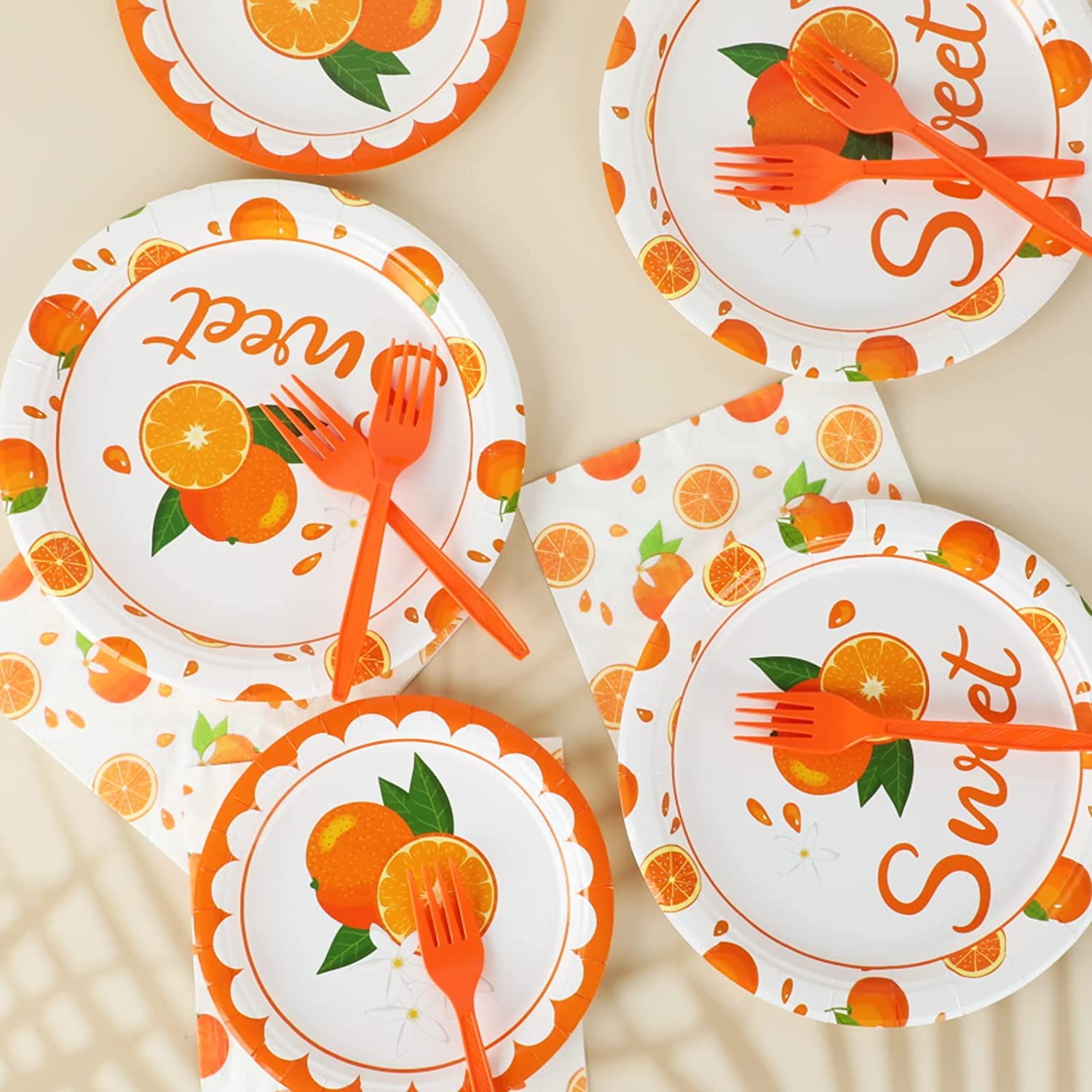 98 Pcs Little Cutie Party Supplies Includes Plates, Napkins, Table Covers, Ideal For Summer Fruit Party Birthday Theme Party Dec