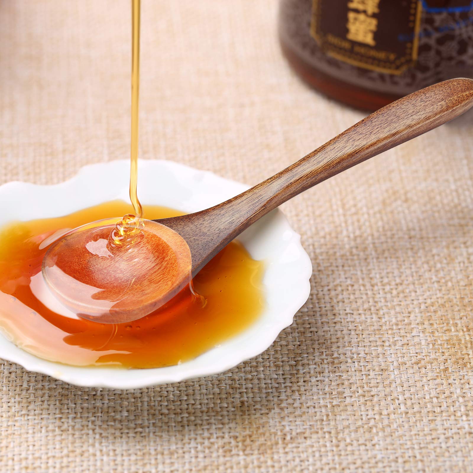 Sevensun Small Wooden Teaspoon, 6Pcs Serving Wooden Utensils For Cooking, Condiments, Honey, Spoons For Daily Use