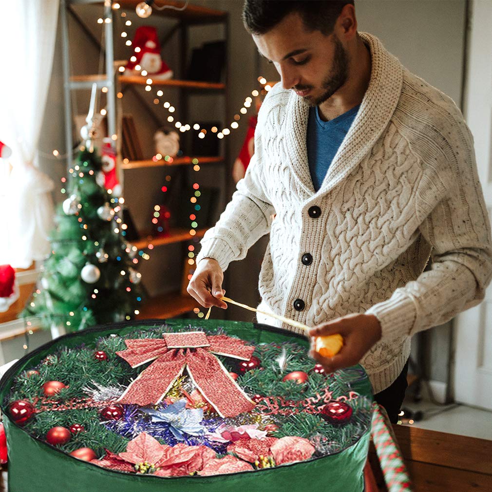 Propik Christmas Wreath Storage Bag 36'' - Garland Holiday Container With Clear Window - Tear Resistant Fabric - 36'' X 36'' X 8
