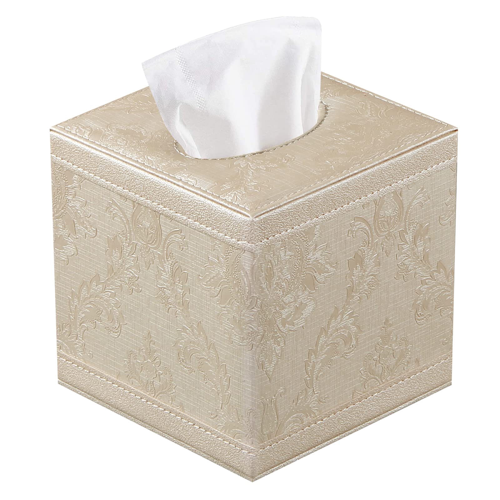 Tissue Box Cover Square, Upgrade 99% Compatible Large Size, Modern Tissue Box Holder For Napkin Facial Paper, Leather Dryer Shee