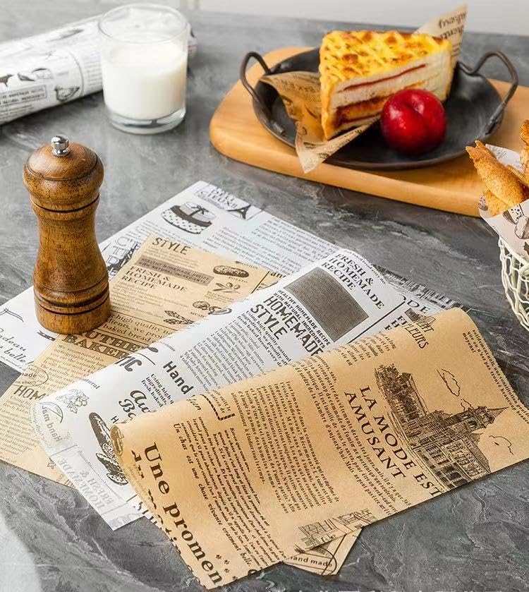 Suiwen 100Pcs Halloween Wax Paper Sheet, Food Picnic Printed With Ghost, Spider, Pumpkin And Spiderweb, Greaseproof,Waterproof D