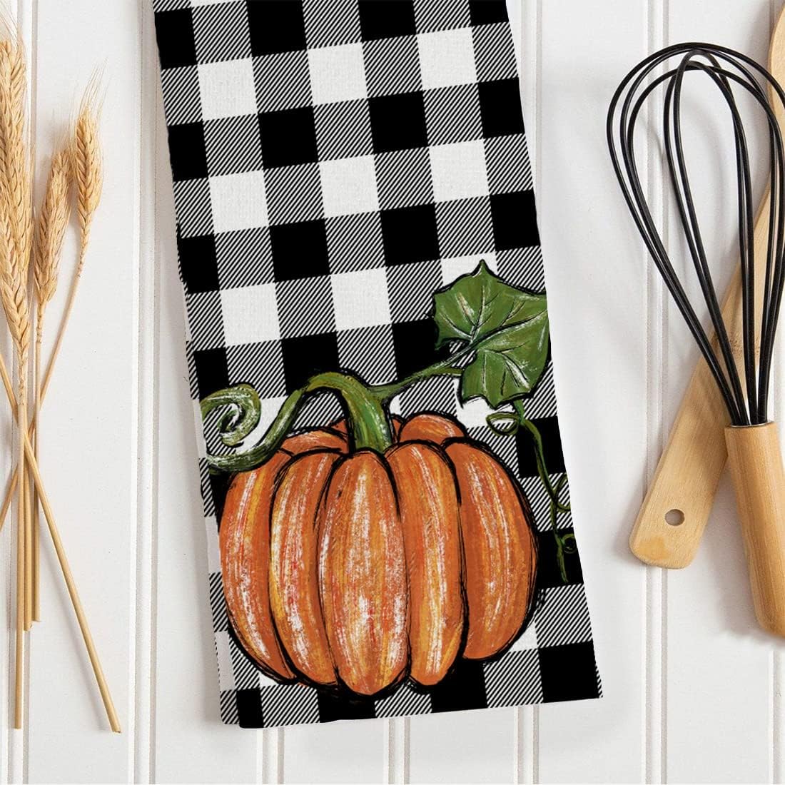 Arkeny Pumpkin Fall Kitchen Towels Set Of 2,Maple Leaves Autumn Dish Towels 18X26 Inch,Farmhouse Home Indoor Thanksgiving Harves