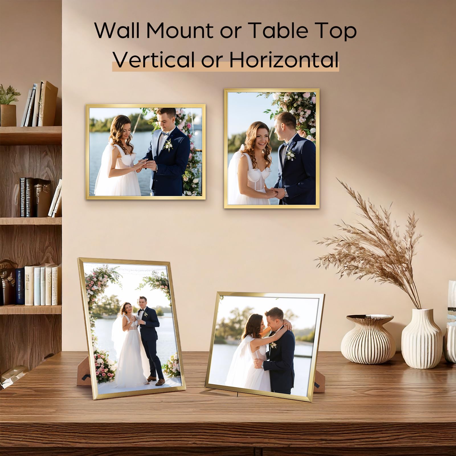 Giftgarden 11x14 Picture Frame Gold, 11 by 14 Thin Photo Frame for Wall Tabletop Display, Single