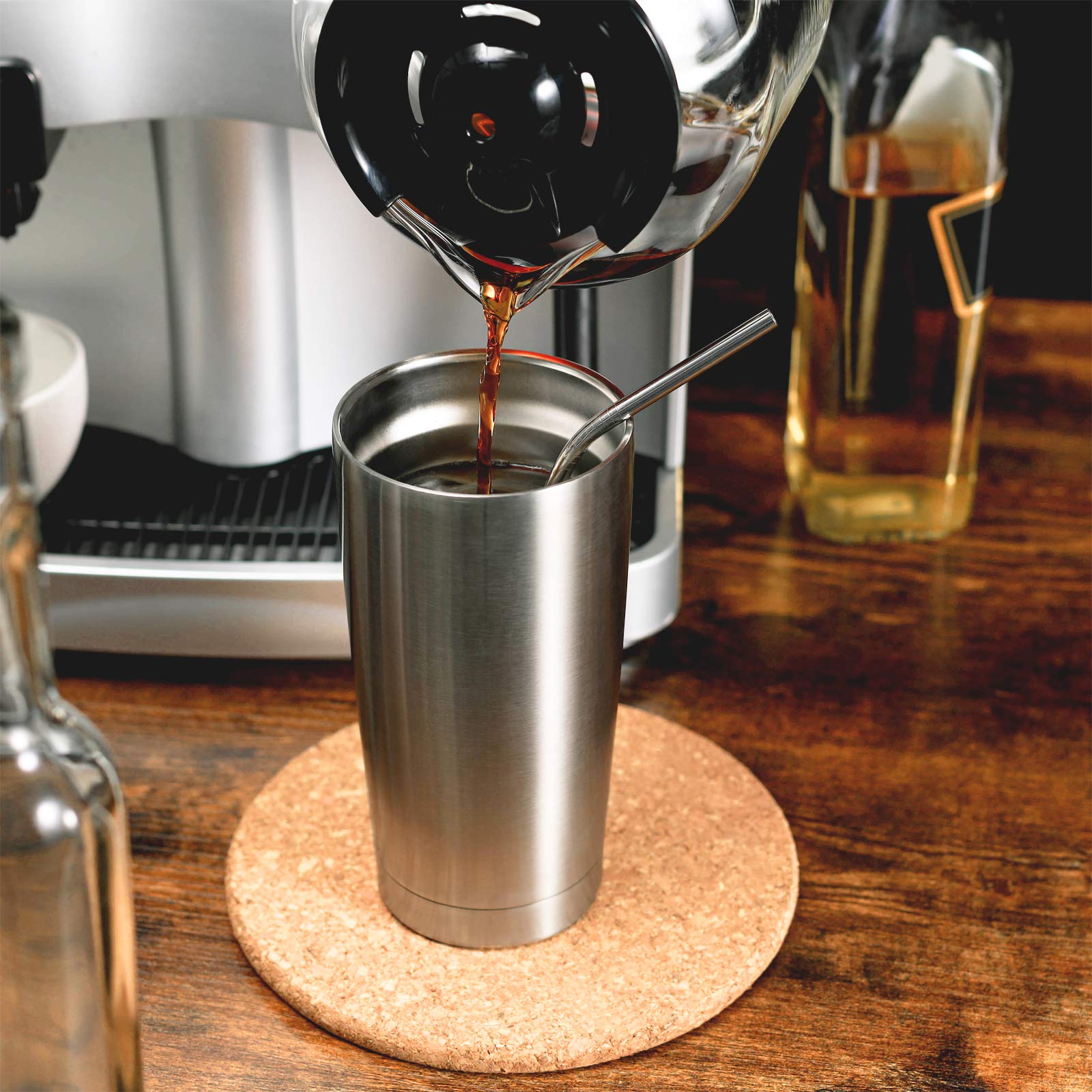 Comooo 20Oz Stainless Steel Tumbler Bulk Double Wall Vacuum Coffee Cup Insulated Travel Mug With Lid And Straw Durable Powder Co