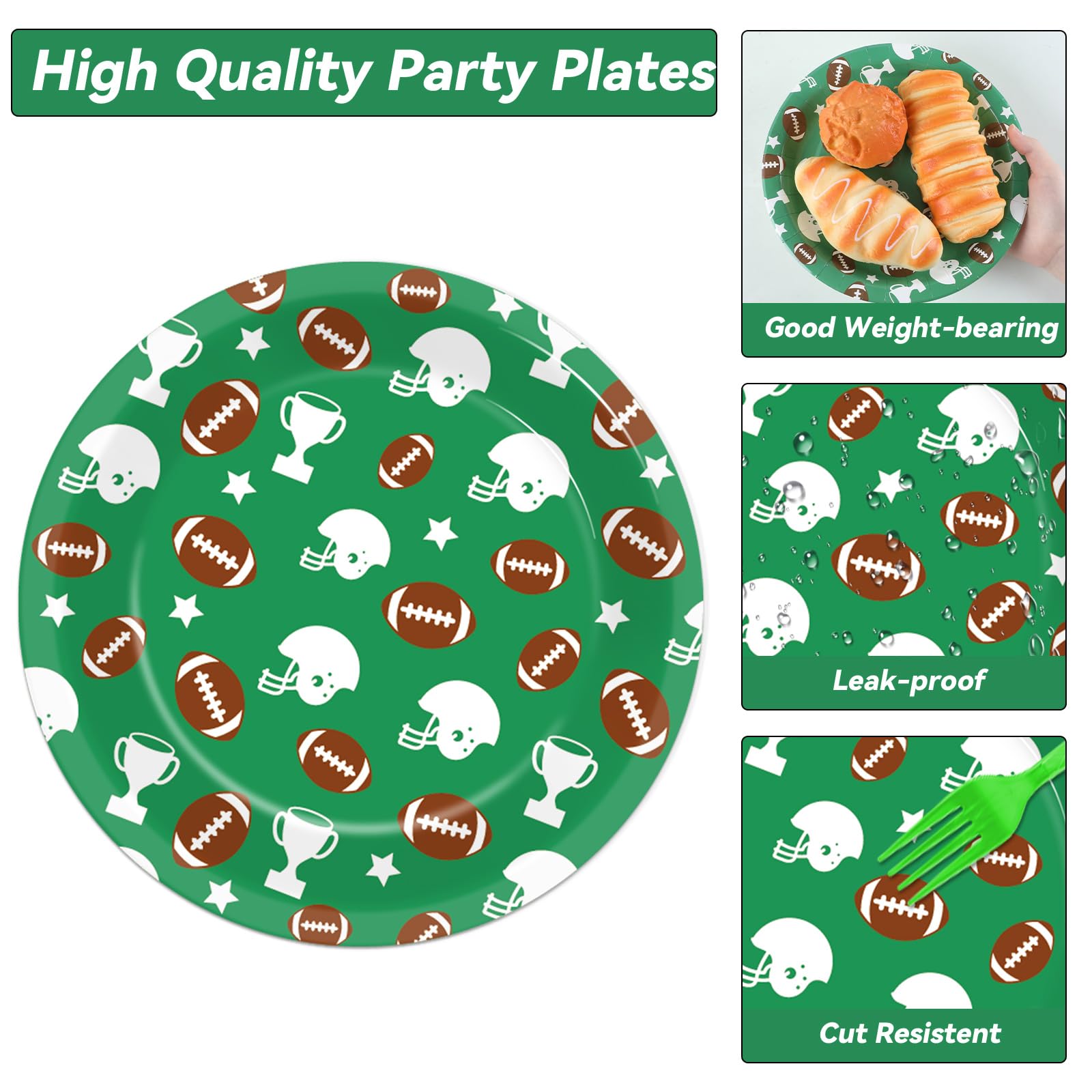 100 Pcs Football Party Plates And Napkins Set Football Birthday Party Decorations Sports Party Supplies Football Tableware Footb