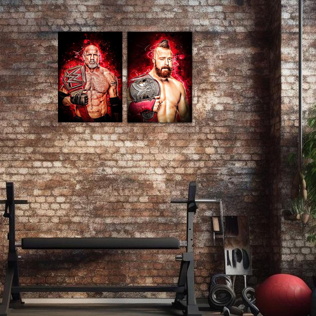 CVANU Set of 12 Wrestlers Picture Printed GYM Poster with Glue Dot Tape for Wall Decoration (11.6inchX8.2inch)_288